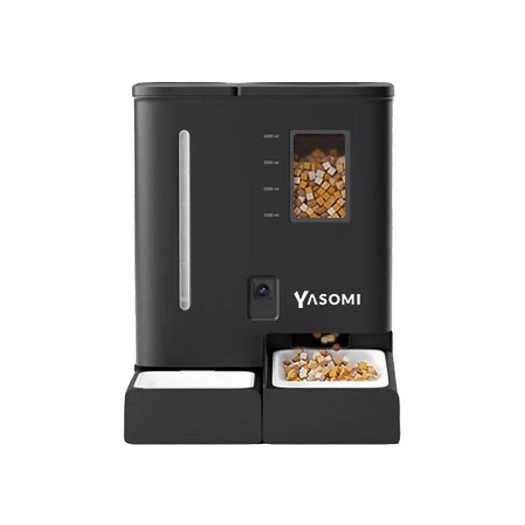 Yasomi DU-F03V SmartPaw+ 2si1 Arada 4L/5L Kapasiteli Pilli/Kablolu Akıllı Otomatik Mama ve Su Kabı (Siyah)