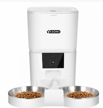 Yasomi MK6 6lt Kameralı Wifi Bağlantılı Tek ve Çift Kase Kullanımlı Kedi ve Köpek Besleyici (Beyaz)
