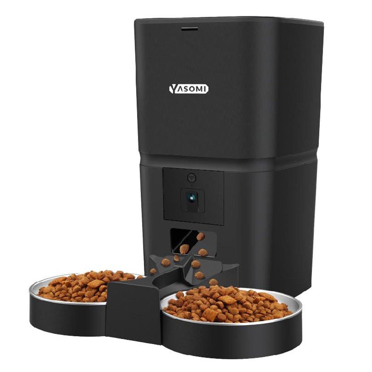 Yasomi MK6 6lt Kameralı Wifi Bağlantılı Tek ve Çift Kase Kullanımlı Kedi ve Köpek Besleyici (siyah)