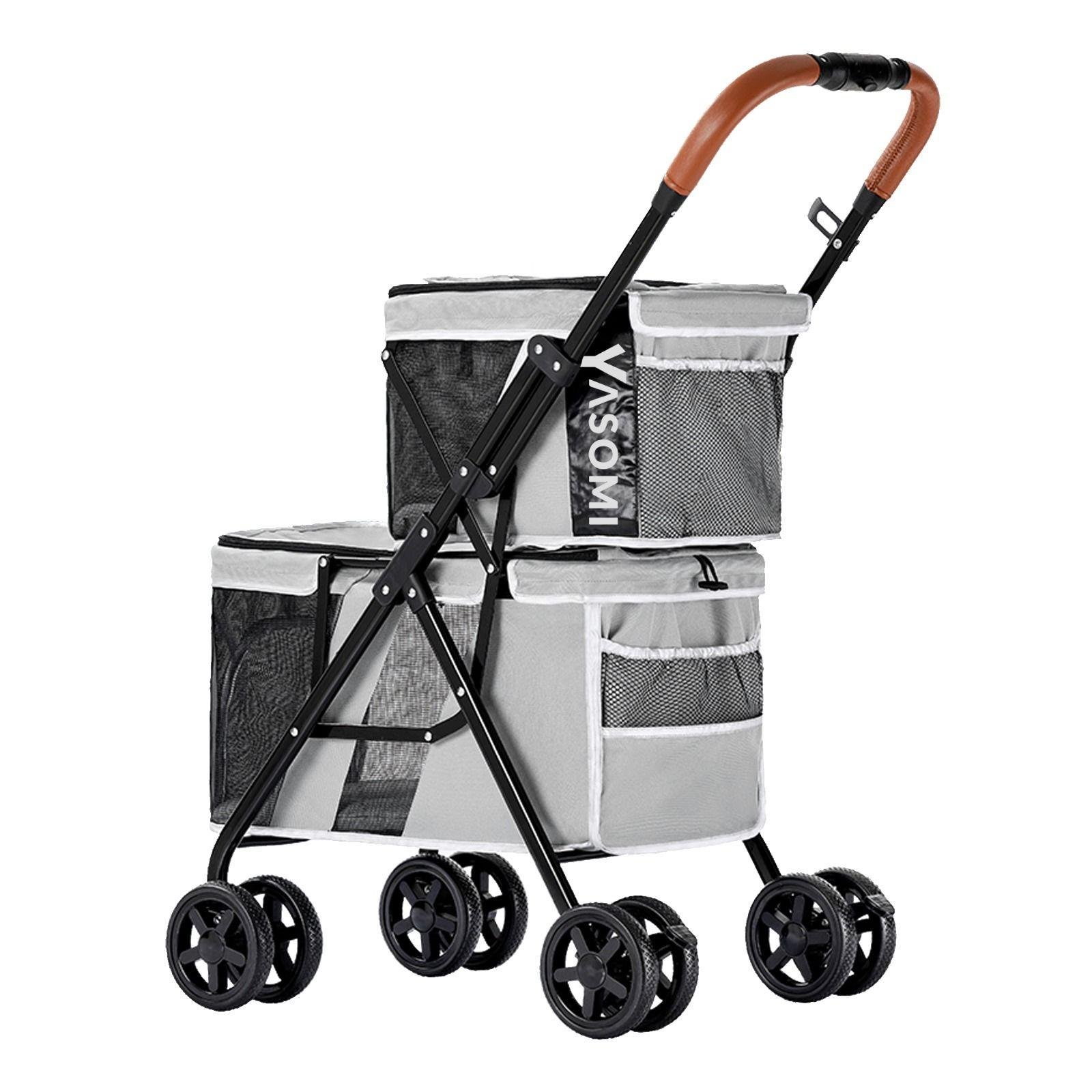 Yasomi PatiGo LD03M 2 Katlı Katlanabilir Kedi ve Köpek Arabası (Gri)