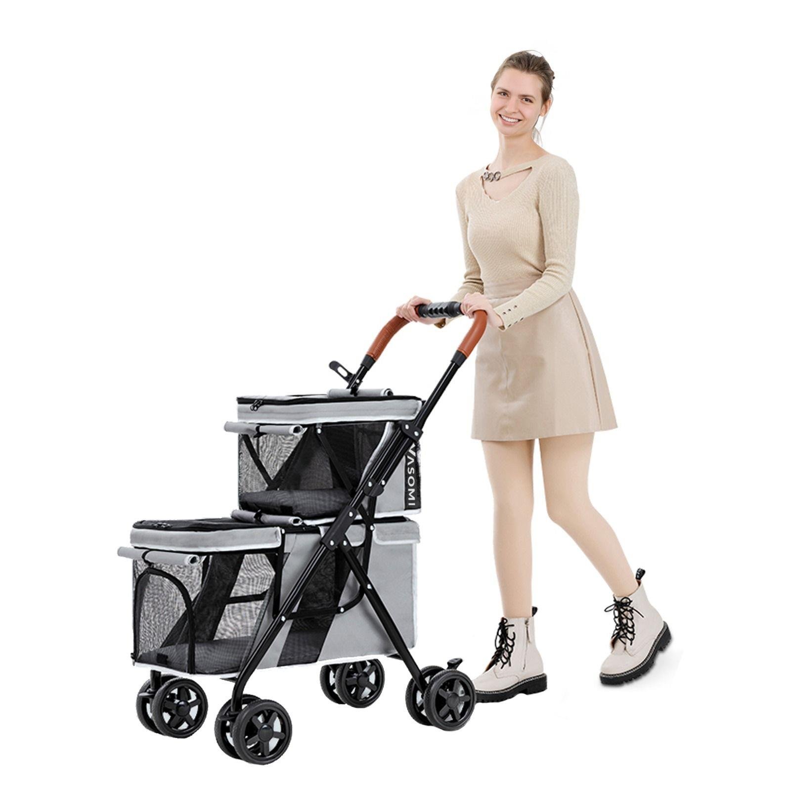 Yasomi PatiGo LD03M 2 Katlı Katlanabilir Kedi ve Köpek Arabası (Gri)