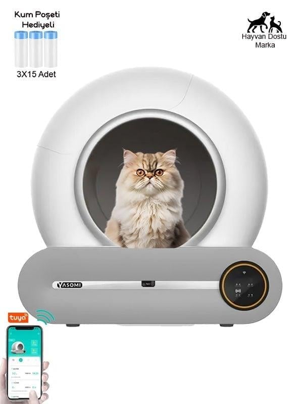 Yasomi Smart Cat Cleaner 9lt Kapasiteli ve Wifi Uygulama Bağlantılı Kedi Tuvaleti