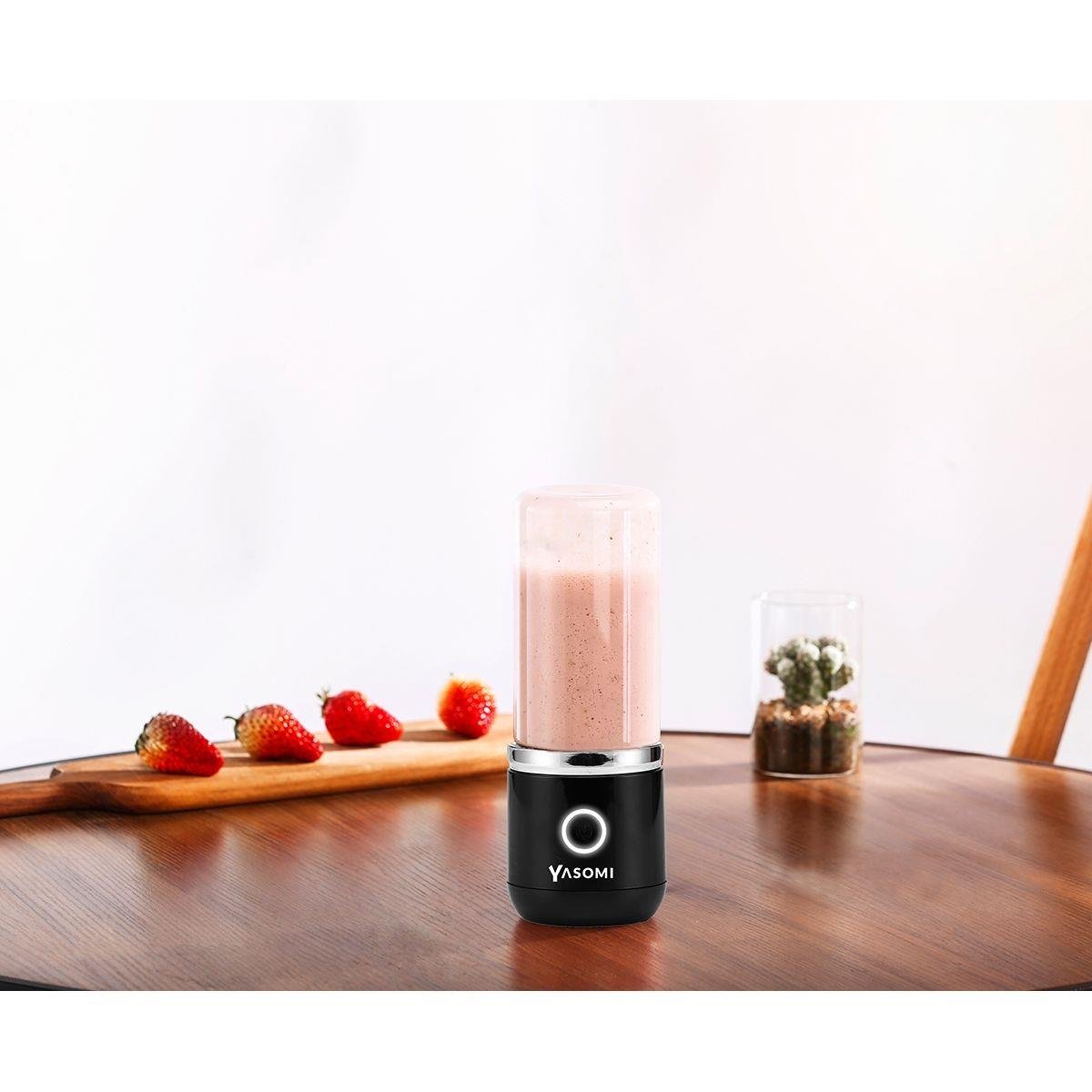Yasomi Taşınabilir Kablosuz Şarjlı Cam Smoothie El Blenderi Siyah ( Türkiye Garantili)