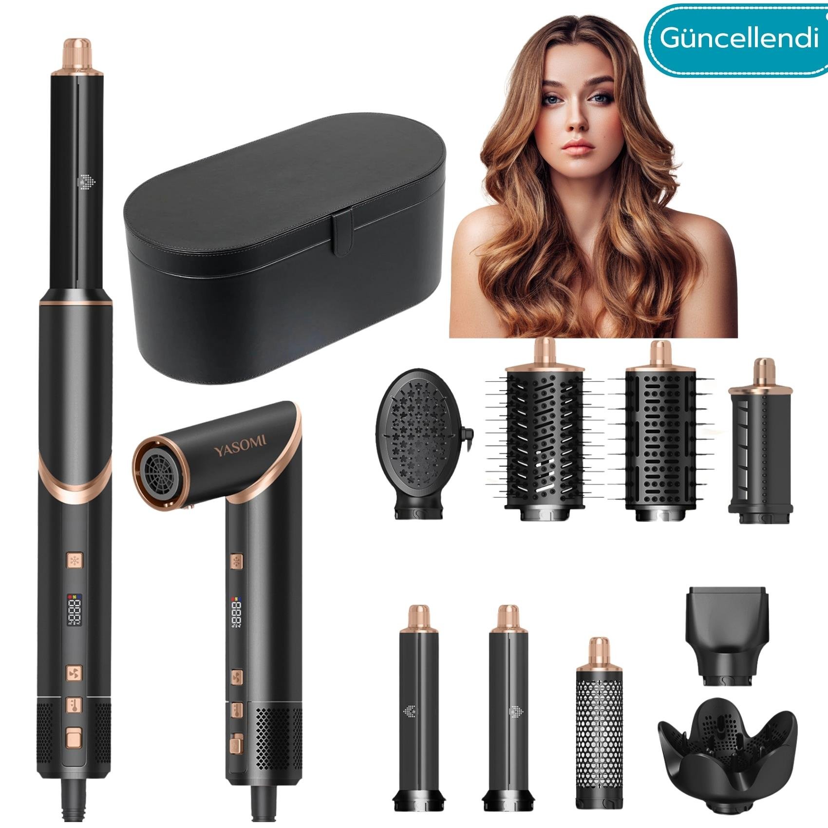 Yasomi Witero 9in1 Ultra Airwrap Multi-Styler Sıcak-Soğuk Hava Üflemeli Siyah Saç Şekillendirme Cihazı