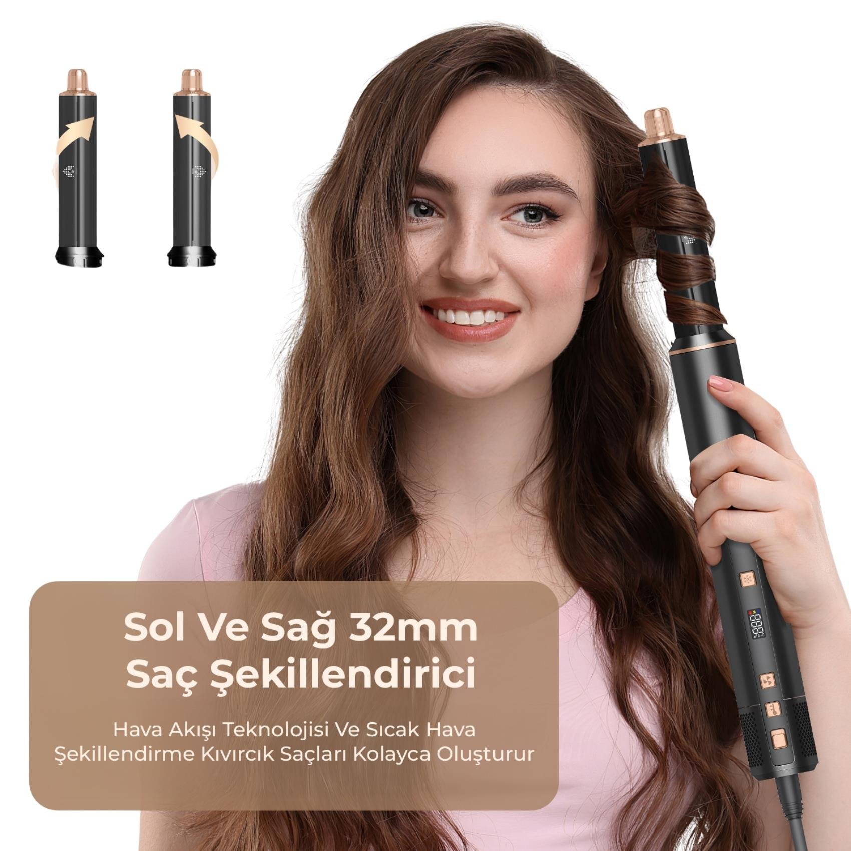 Yasomi Witero 9in1 Ultra Airwrap Multi-Styler Sıcak-Soğuk Hava Üflemeli Siyah Saç Şekillendirme Cihazı