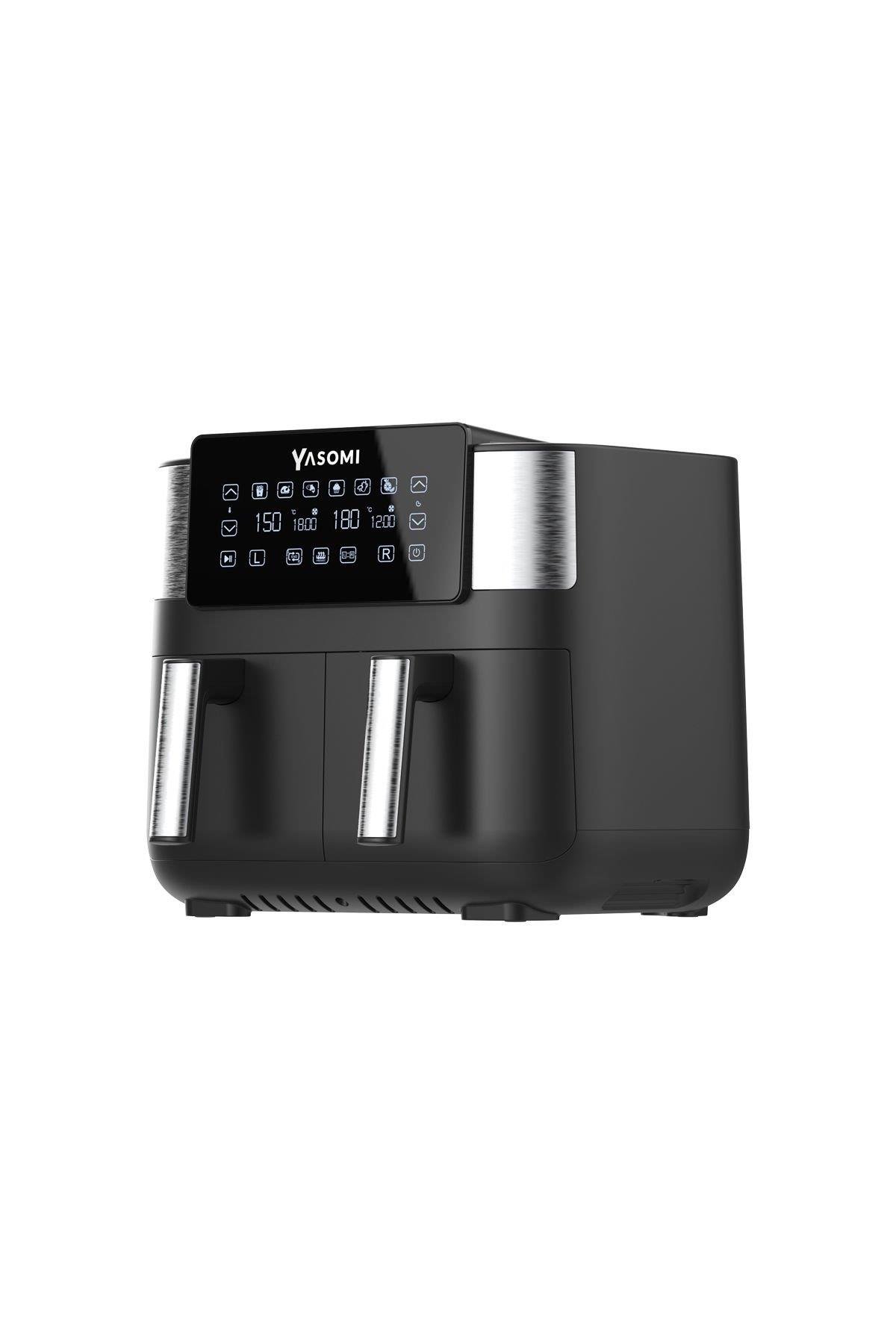 Yasomi Y80 Siyah 8 Litre 2850w Çift Hazneli Ve Çift Motorlu Dokunmatik  Airfryer Fritöz