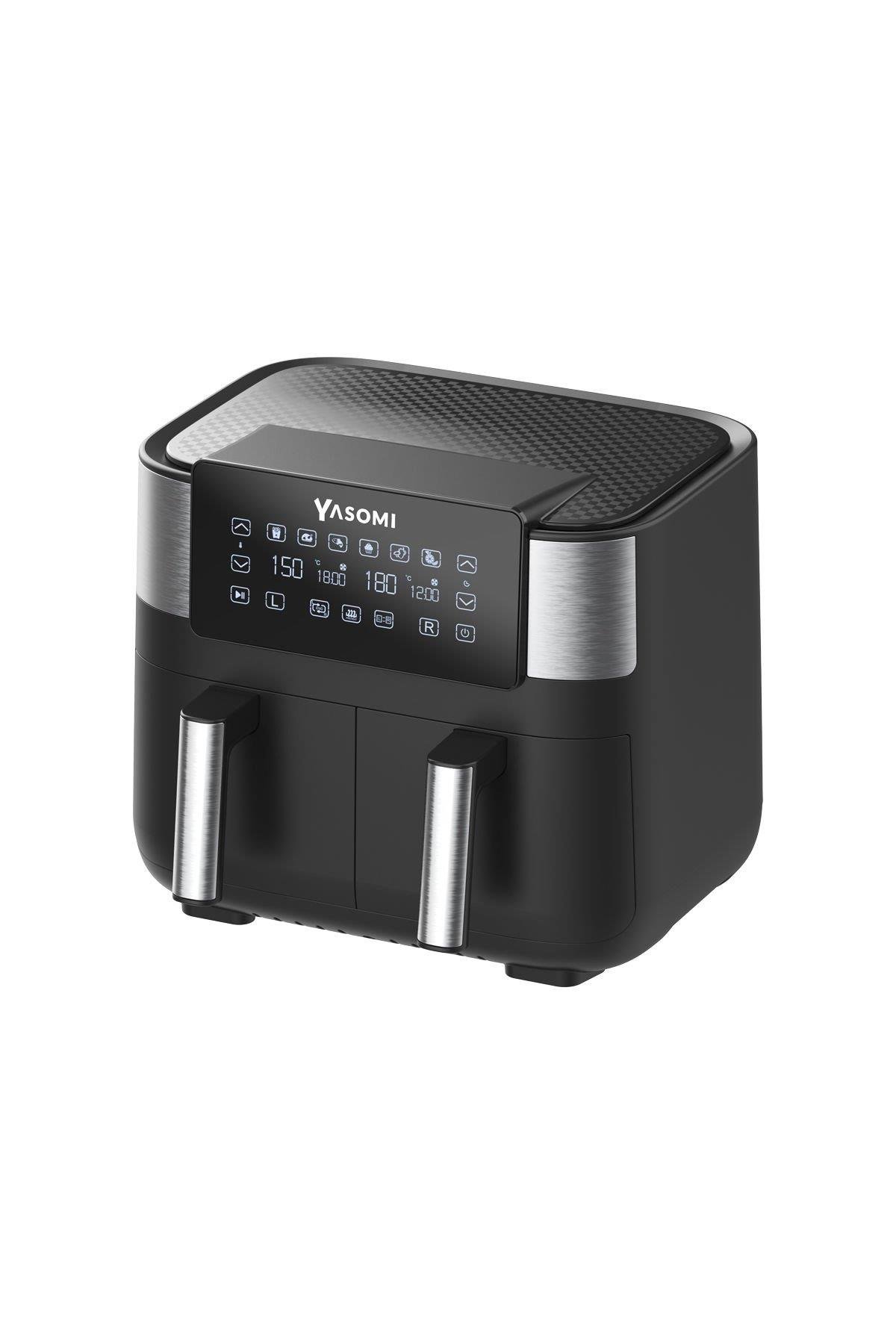 Yasomi Y80 Siyah 8 Litre 2850w Çift Hazneli Ve Çift Motorlu Dokunmatik  Airfryer Fritöz