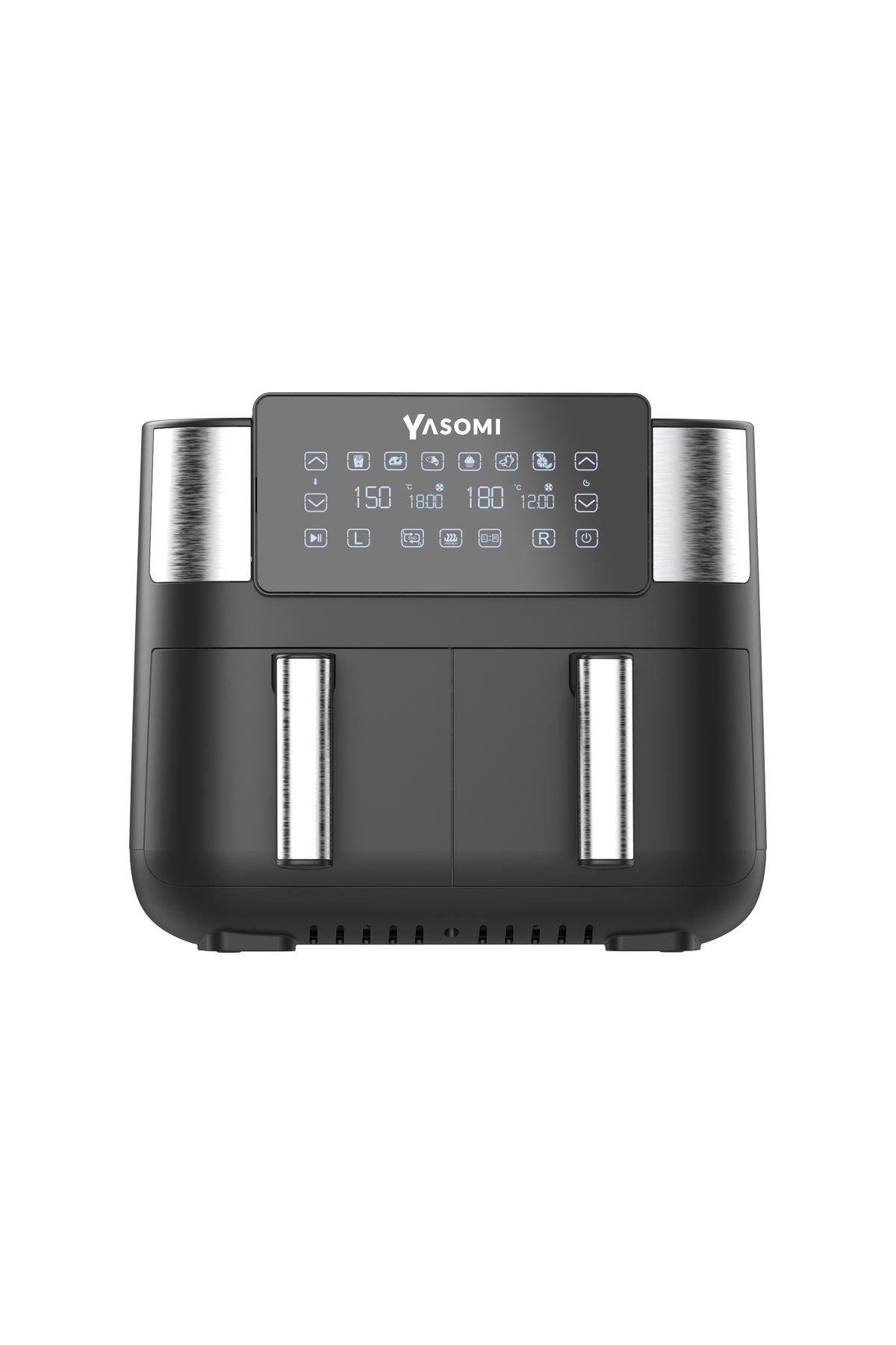 Yasomi Y80 Siyah 8 Litre 2850w Çift Hazneli Ve Çift Motorlu Dokunmatik  Airfryer Fritöz