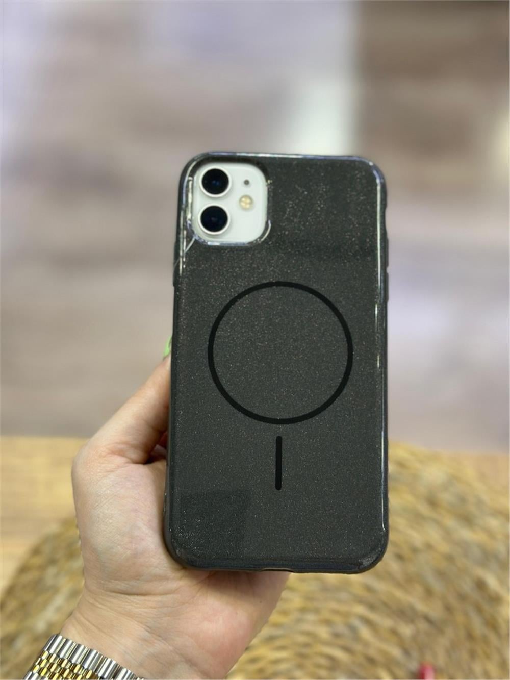 iPhone 11 Kılıf - MagSafe Şarj, Arkası Mika, Simli