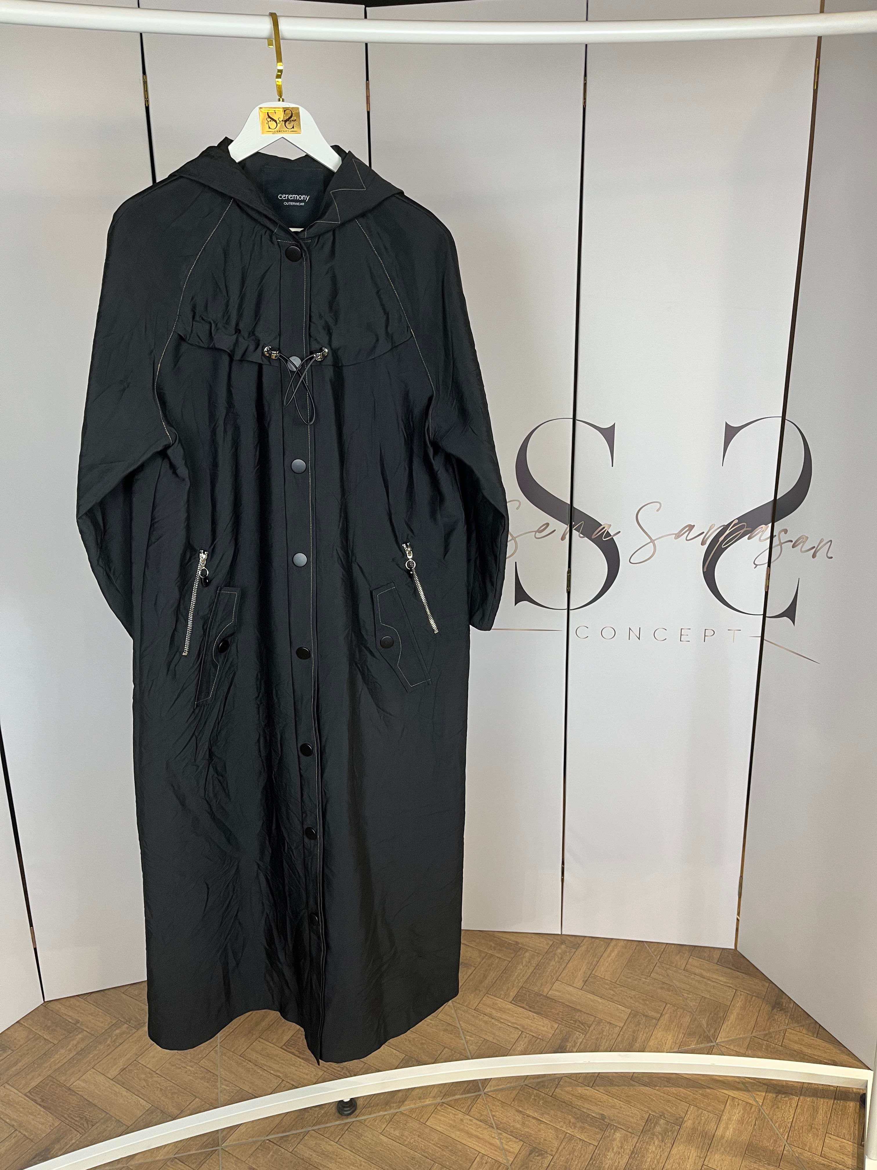 ZİKZAK DİKİŞLİ KAPÜŞONLU TRENÇKOT