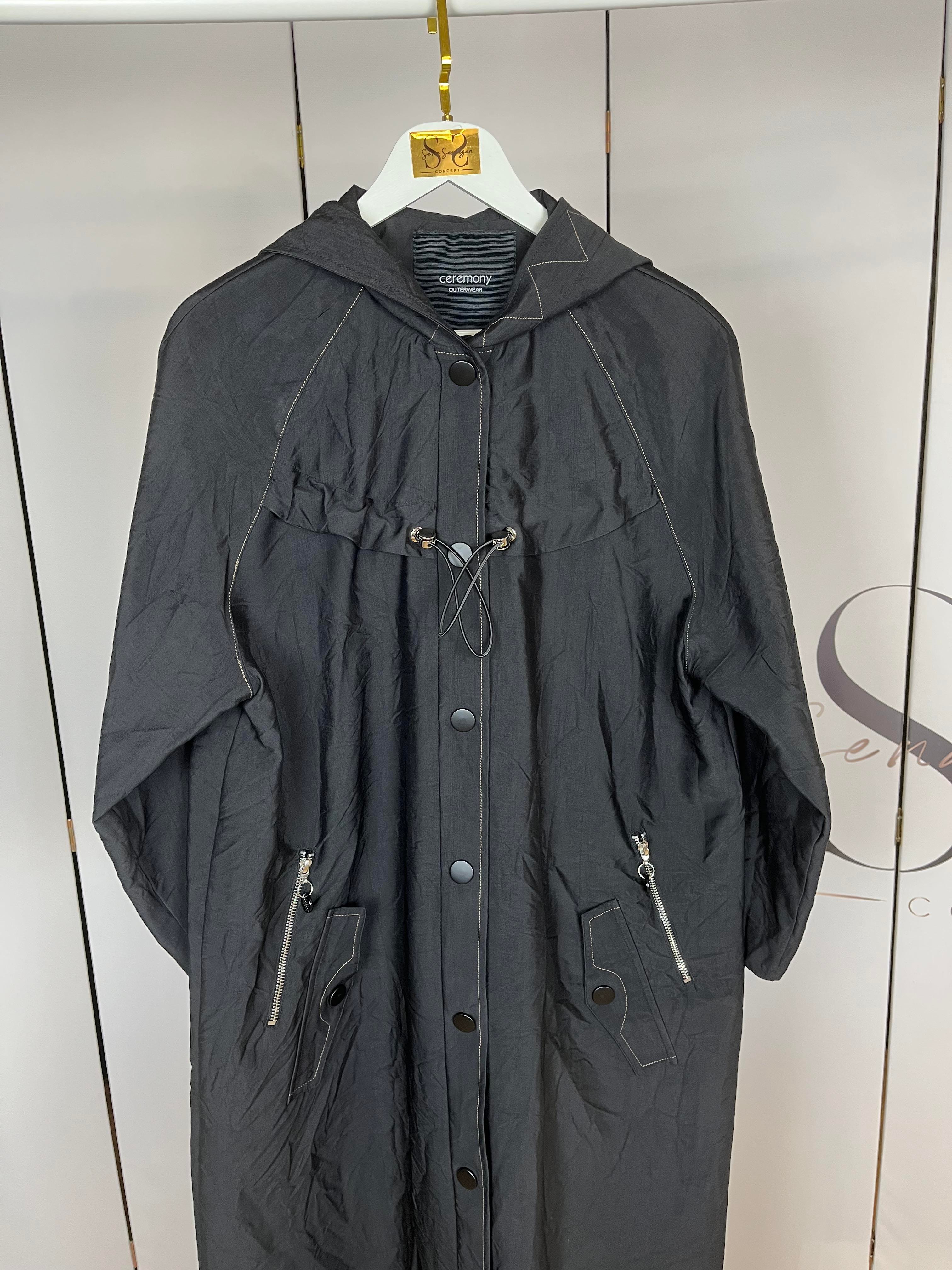 ZİKZAK DİKİŞLİ KAPÜŞONLU TRENÇKOT