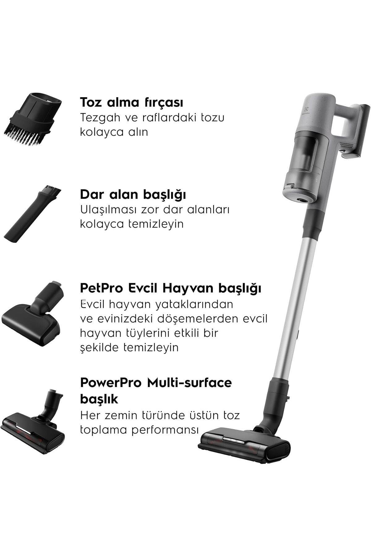 600 Serisi PetPro Başlıklı EP61AB21UG Dikey Şarjlı Dikey Süpürge