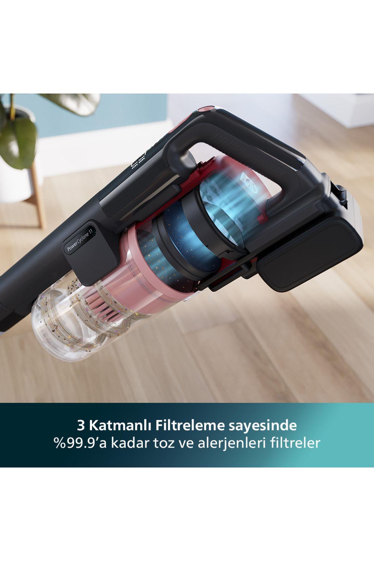 6000 Serisi Kablosuz Dikey Süpürge, PowerCyclone 11, 64 Dakika Kullanım Süresi, XC6552/01