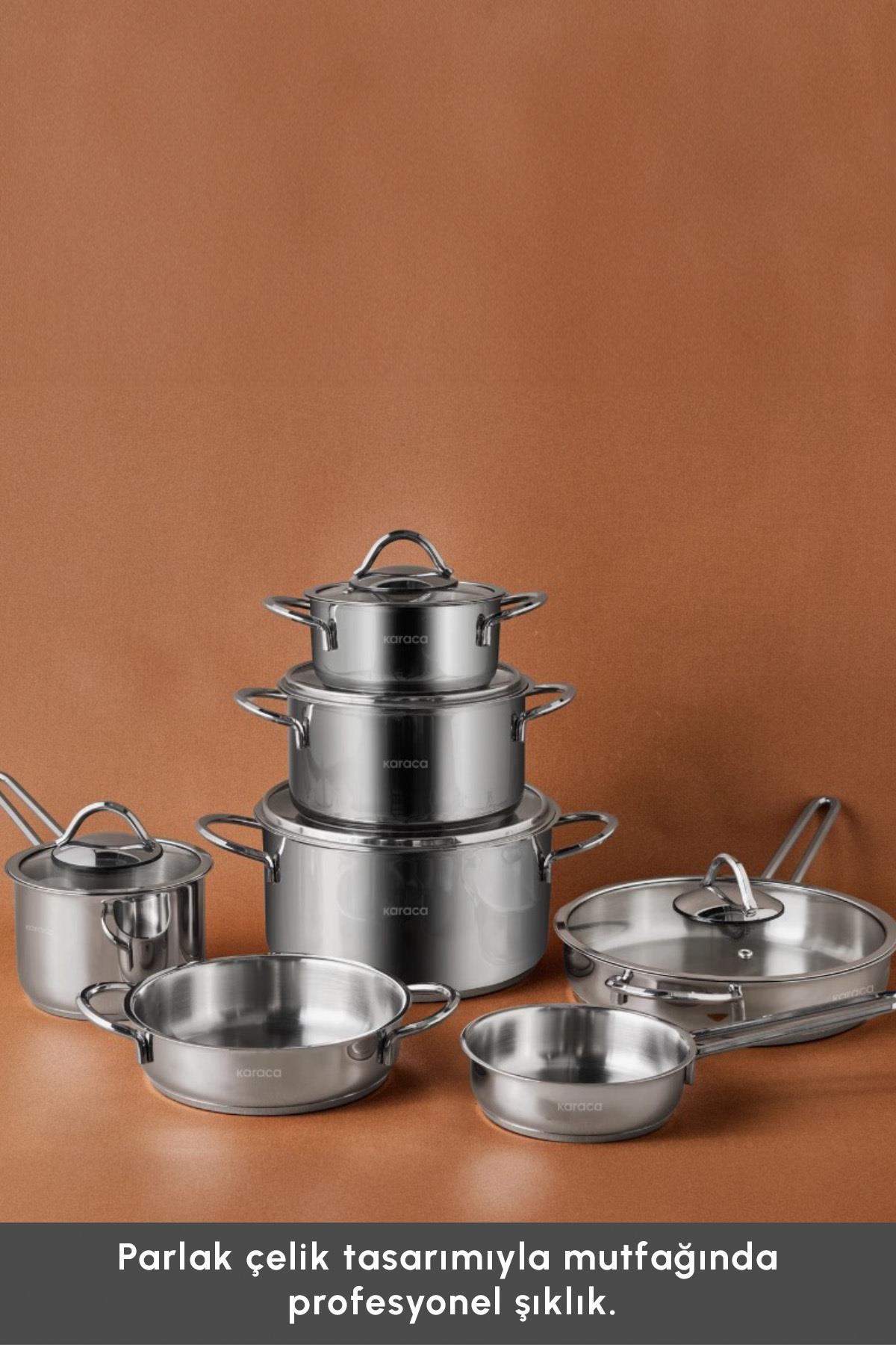 Ada 12 Parça indüksiyon Tabanlı Çelik Tencere ve Tava Seti