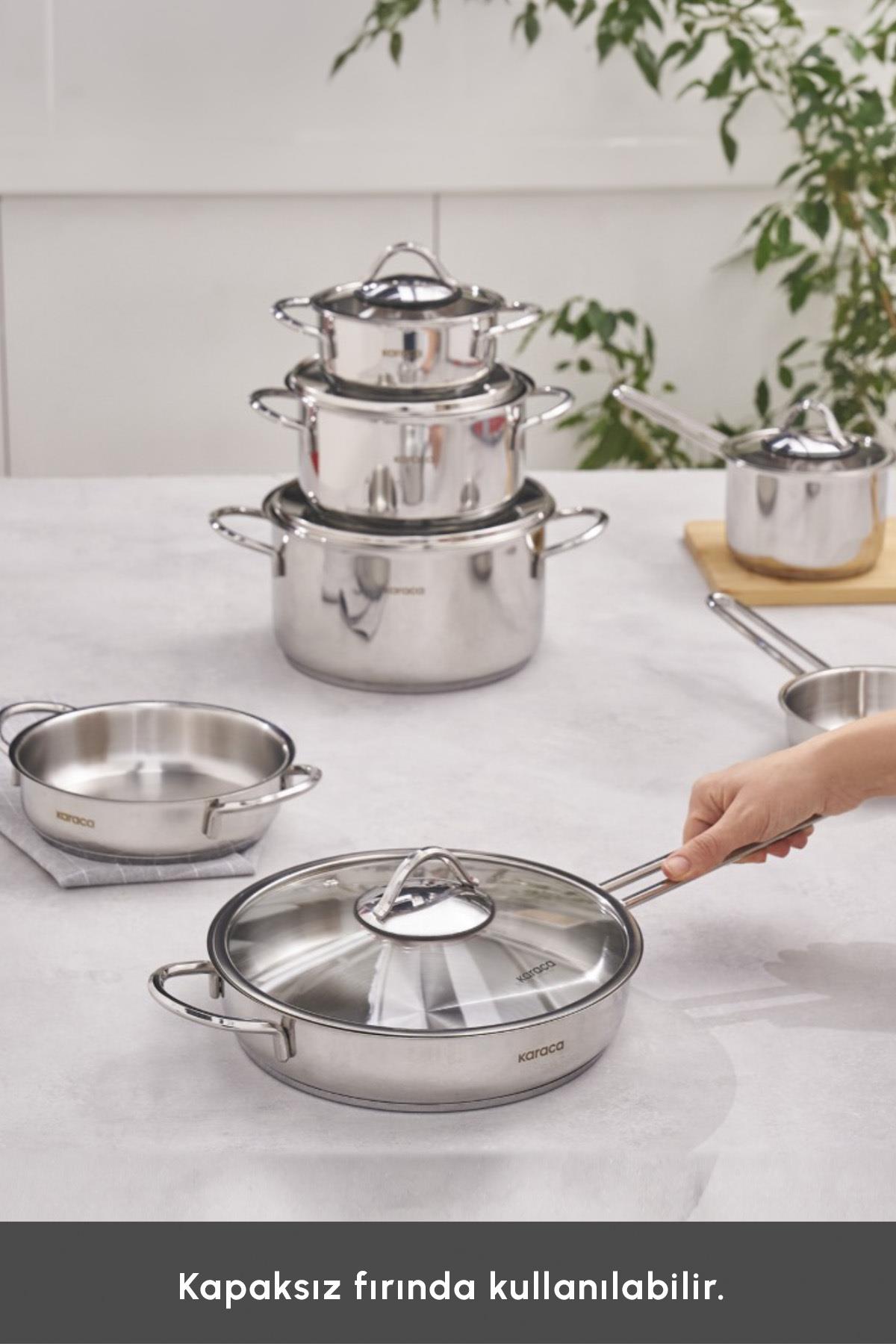 Ada 12 Parça indüksiyon Tabanlı Çelik Tencere ve Tava Seti