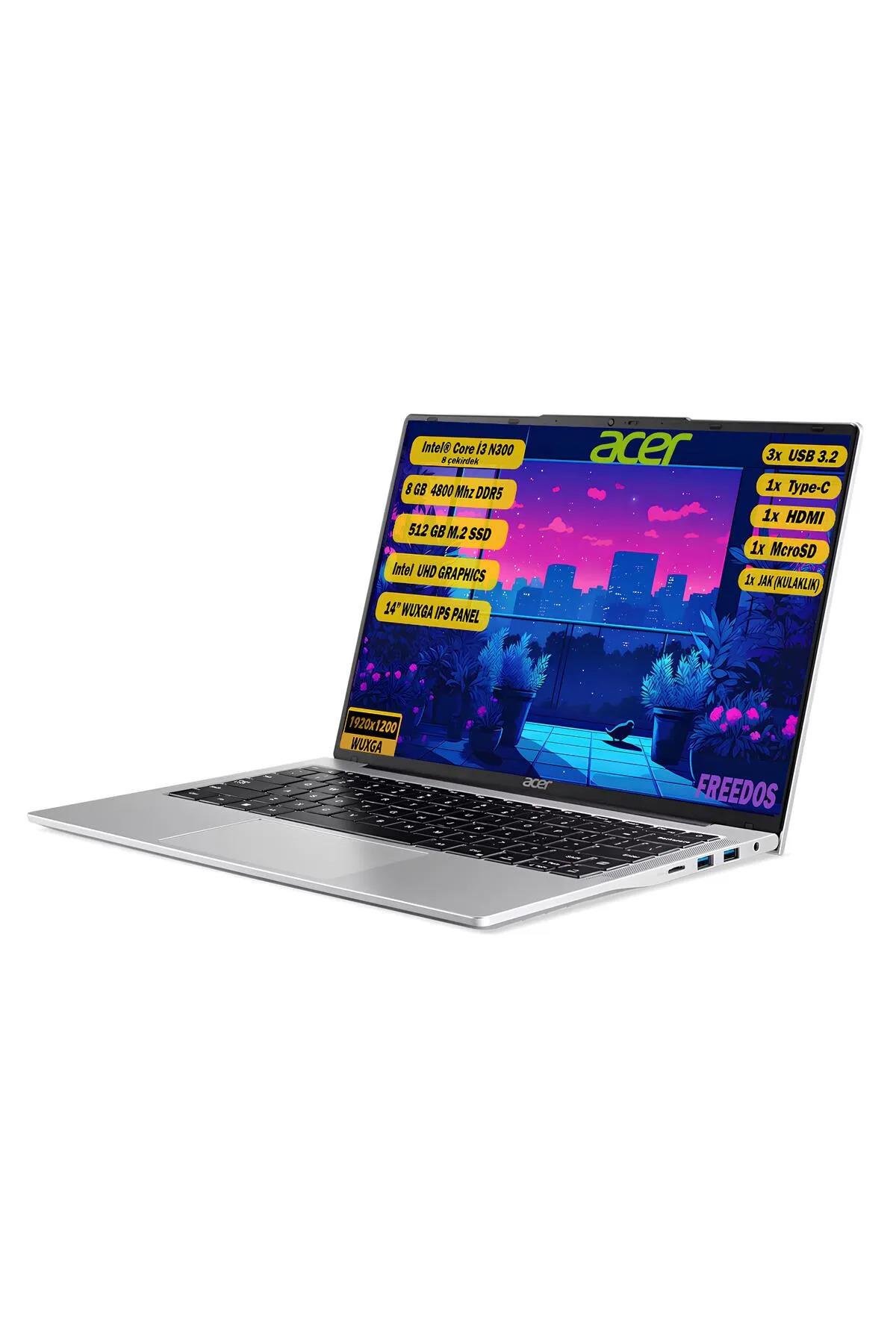 Aspire Lite Intel Core i3-N300 8GB 512GB SSD Freedos 14