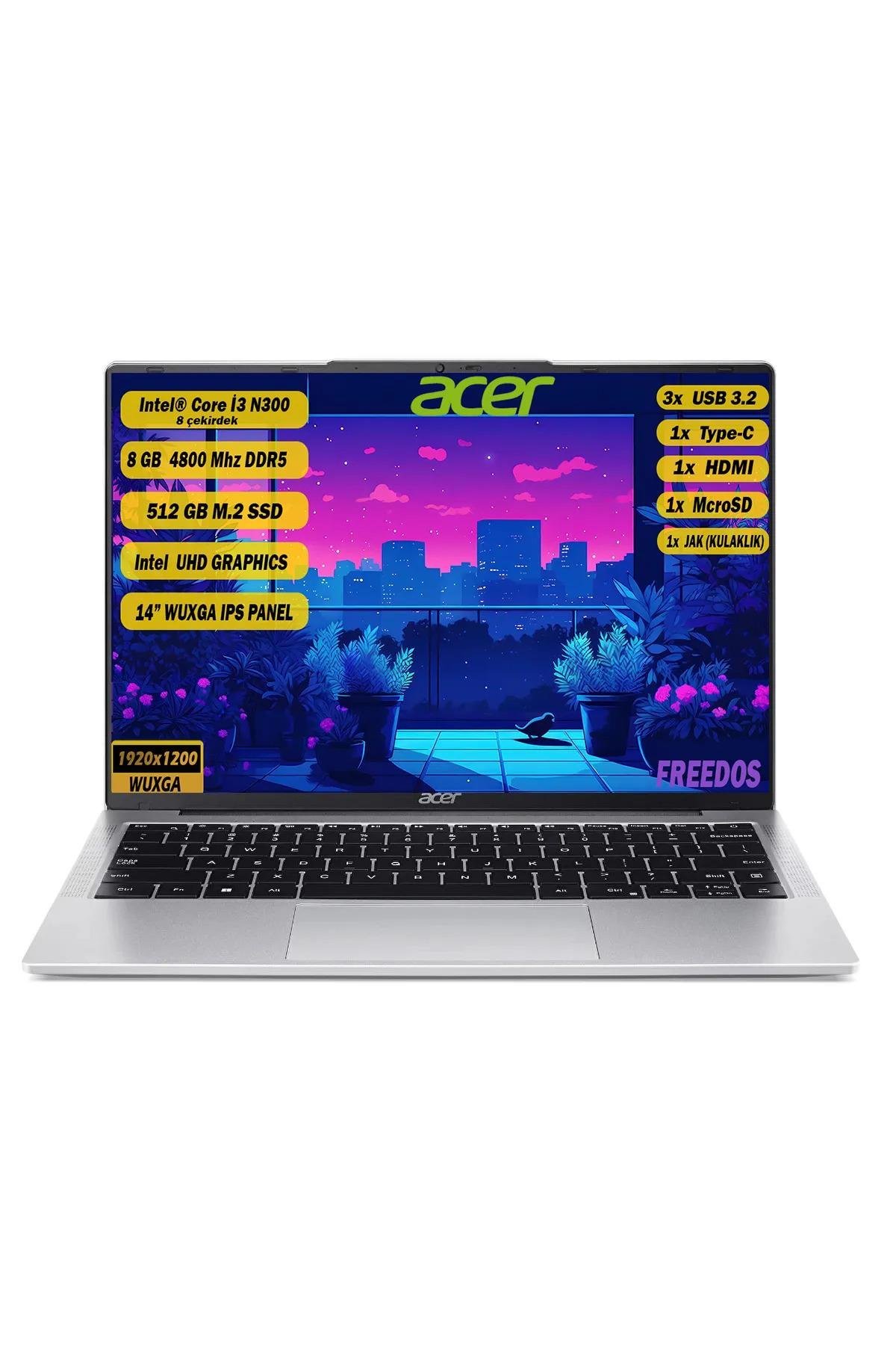 Aspire Lite Intel Core i3-N300 8GB 512GB SSD Freedos 14