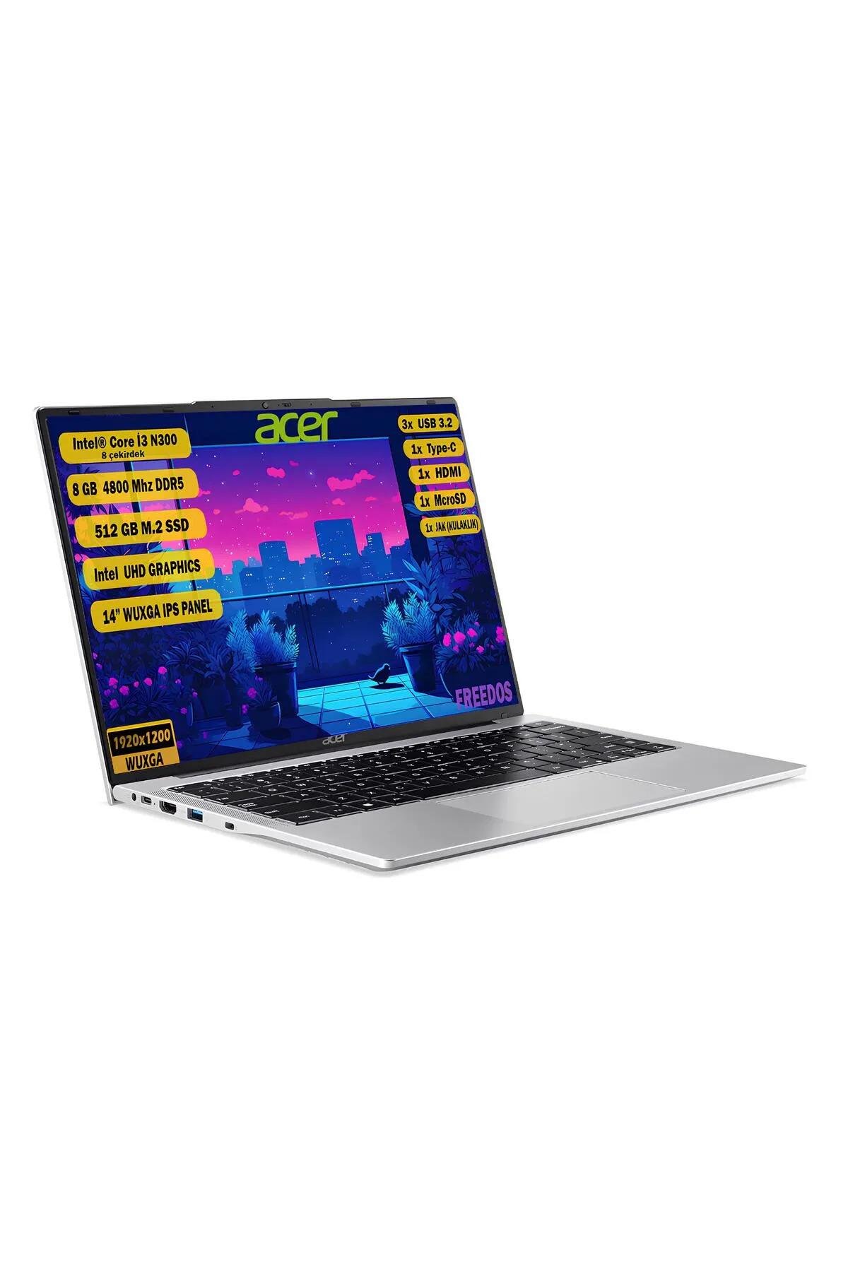 Aspire Lite Intel Core i3-N300 8GB 512GB SSD Freedos 14