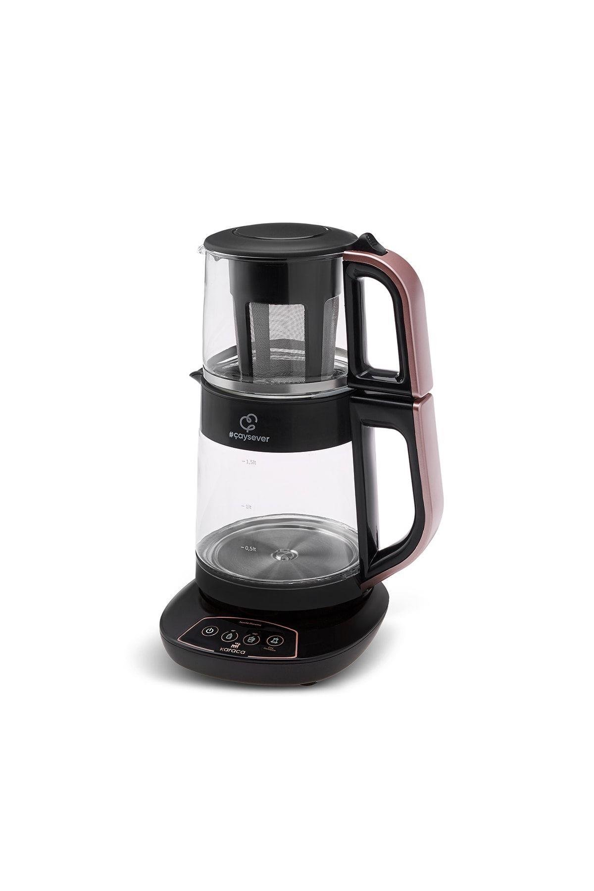 Çaysever 3 in 1 Konuşan Cam Çay Makinesi Su Isıtıcı ve Mama Suyu Hazırlama 1700W Black