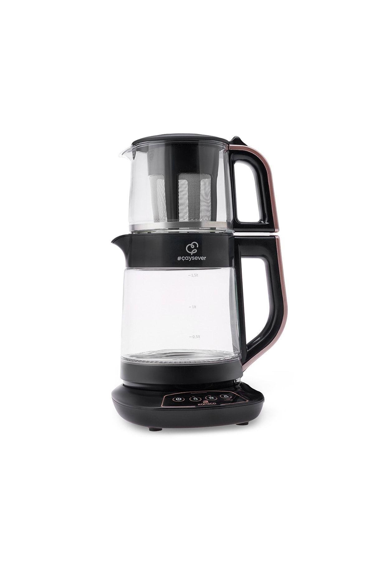 Çaysever 3 in 1 Konuşan Cam Çay Makinesi Su Isıtıcı ve Mama Suyu Hazırlama 1700W Black