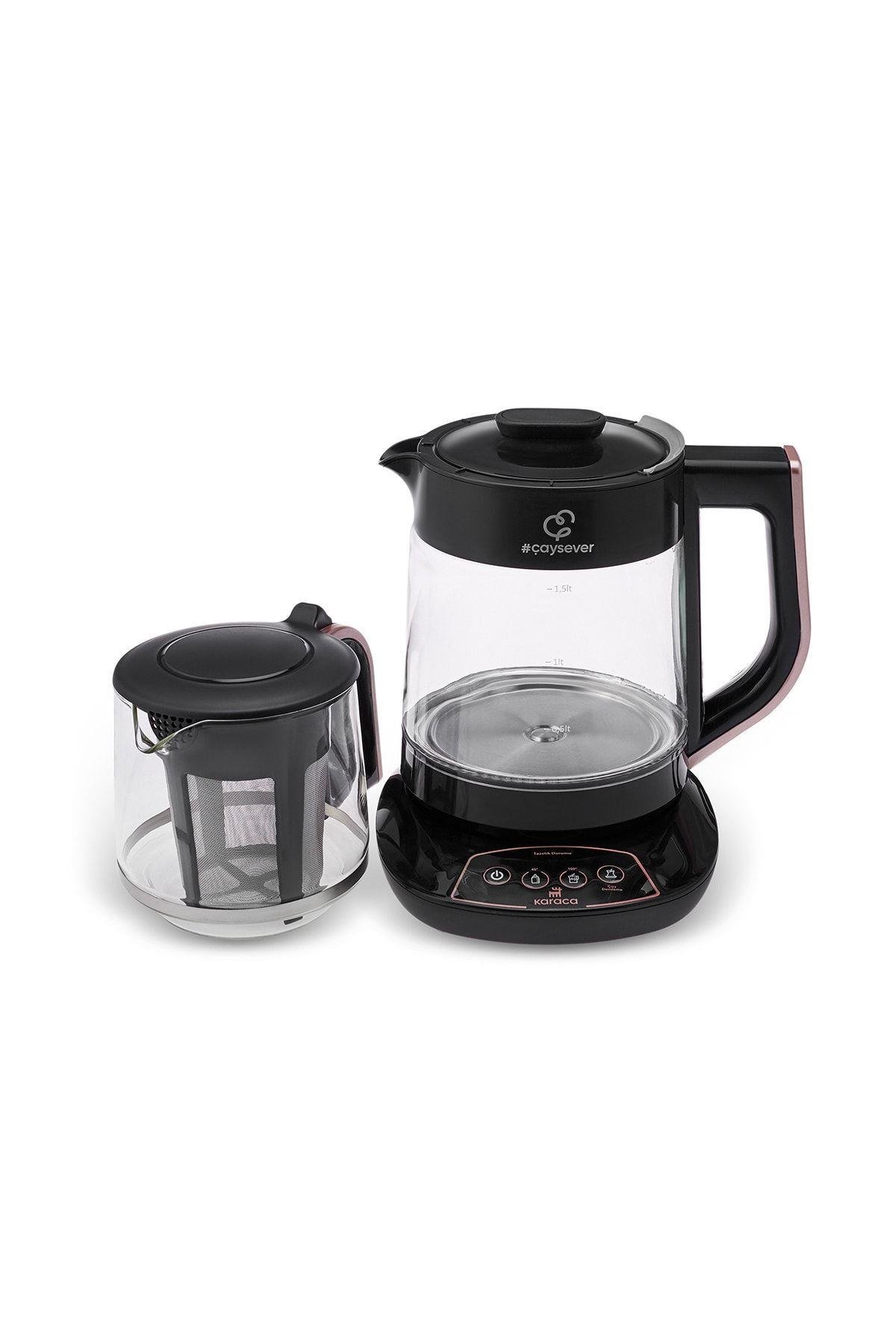 Çaysever 3 in 1 Konuşan Cam Çay Makinesi Su Isıtıcı ve Mama Suyu Hazırlama 1700W Black