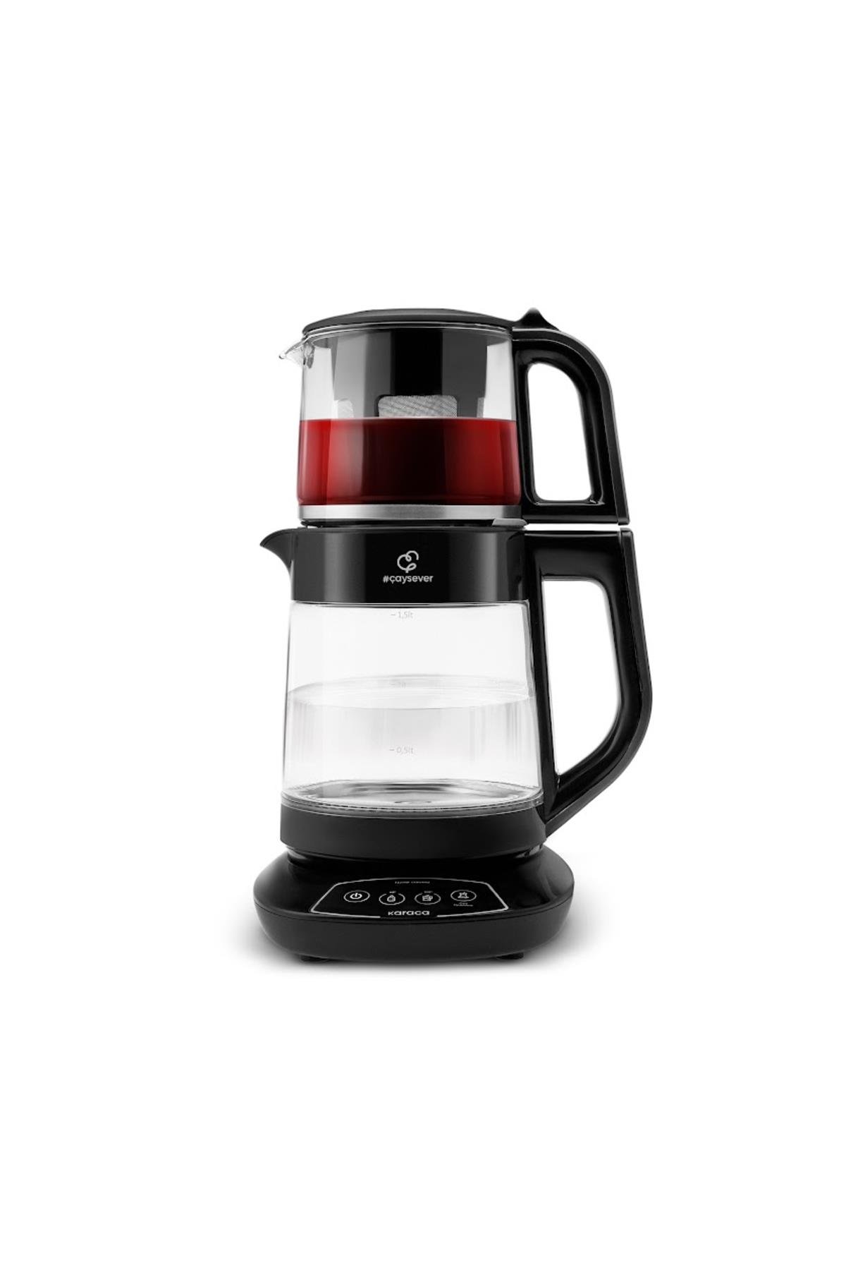 Çaysever 3 in 1 Konuşan Cam Çay Makinesi Su Isıtıcı ve Mama Suyu Hazırlama 1700W Black