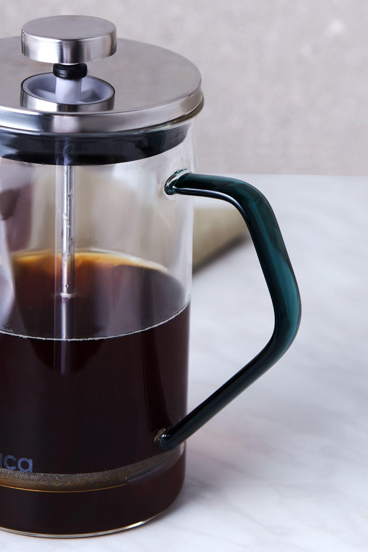 Coffe Bean Borosilikat Cam French Press Cool Green 600 ml