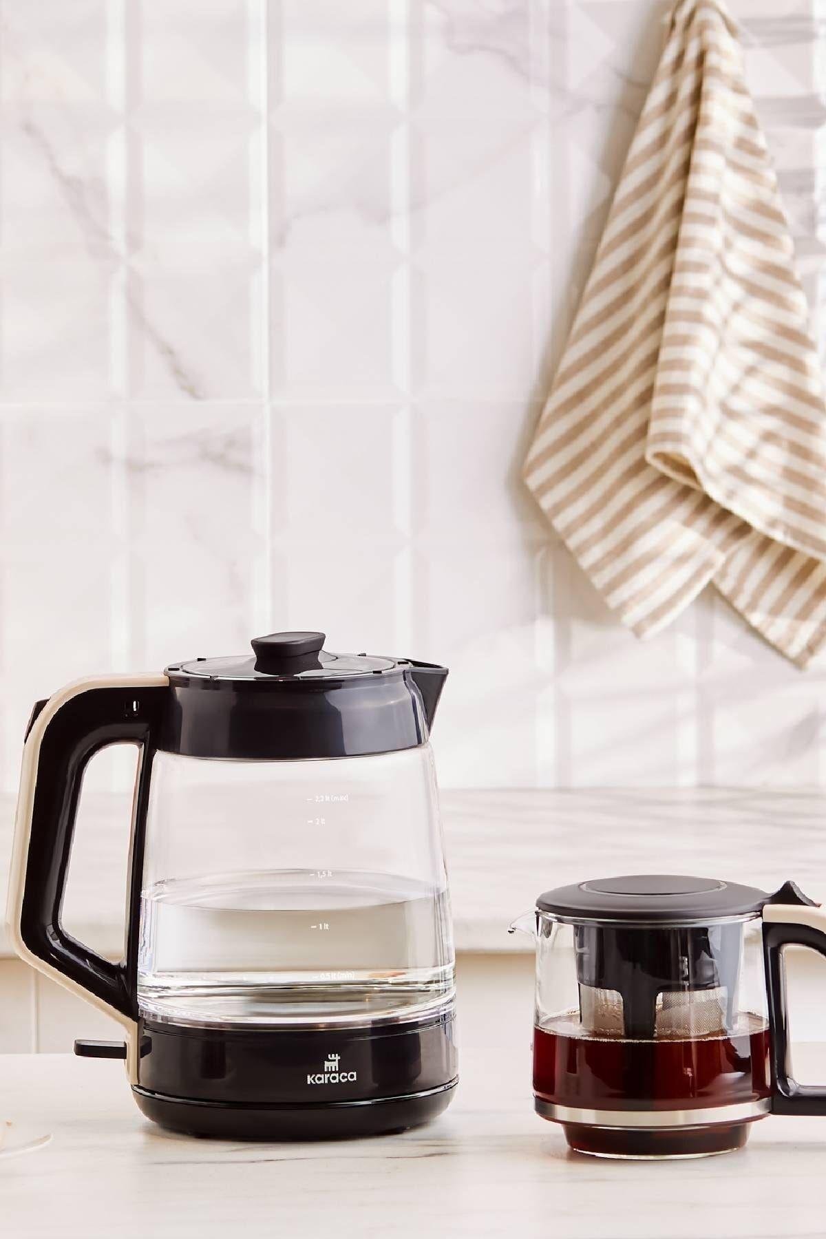 Glass Tea Xl 2 In 1 Cam Su Isıtıcı & Çay Makinesi Krem