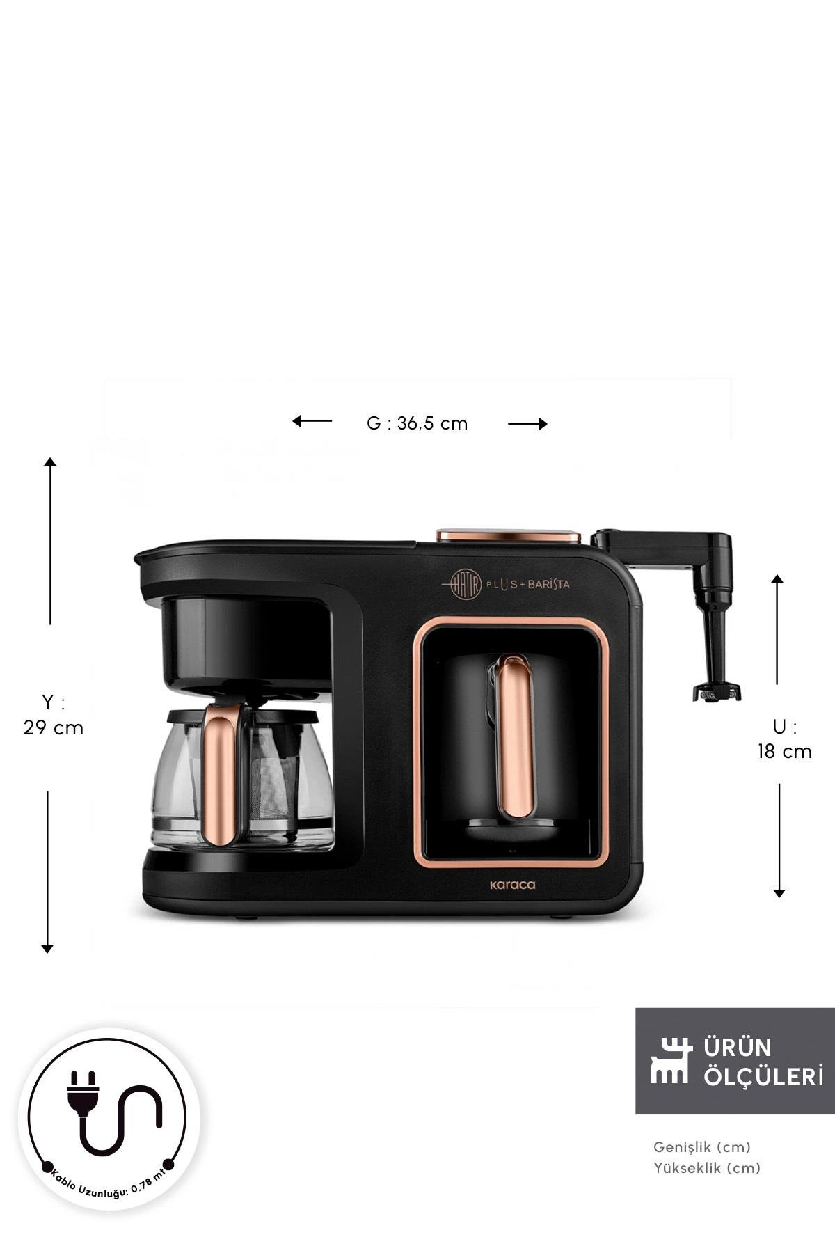 Hatır Plus Barista 6 in 1 Latte Cappucino ve Közde Türk Kahvesi Makinesi Black Copper