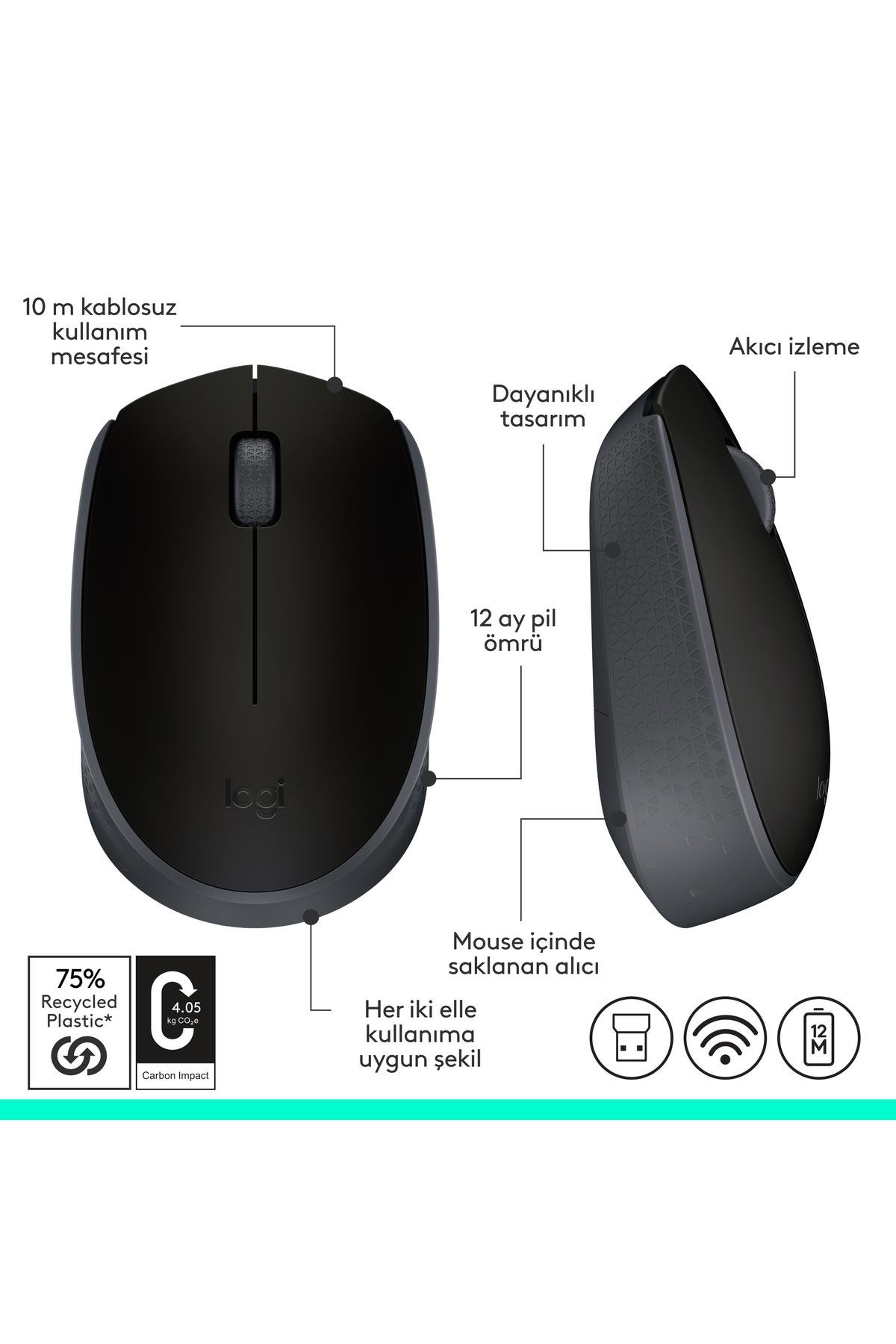 M171 USB Alıcılı Kablosuz Kompakt Beyaz Mouse - 910-006867