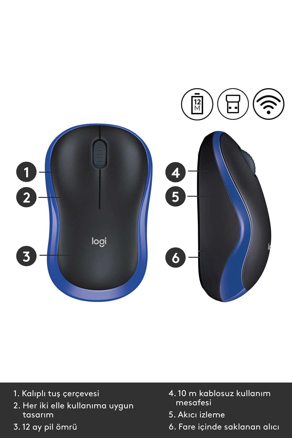 M185 USB Alıcılı Kompakt Kablosuz Mouse - Gri