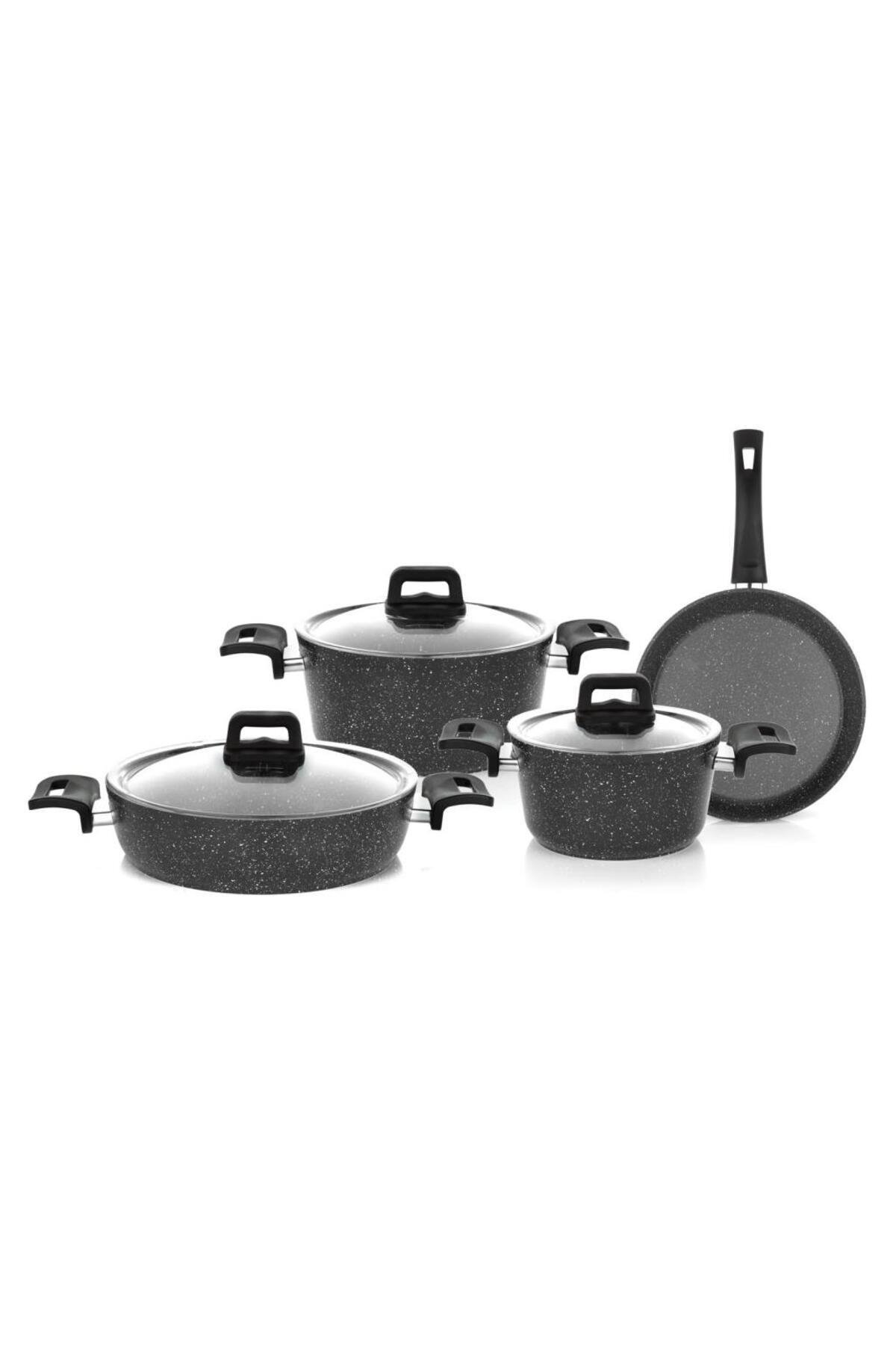 New Stark Granit Tencere Seti-7 Parça-Antrasit