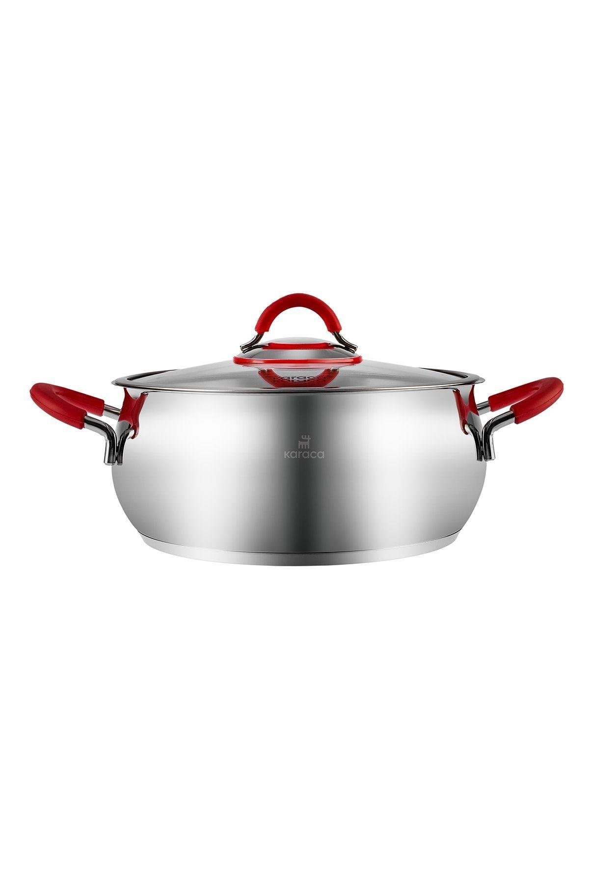 Oyster Indüksiyon Tabanlı Silikon Kulplu 8 Parça Çelik Tencere Seti Red