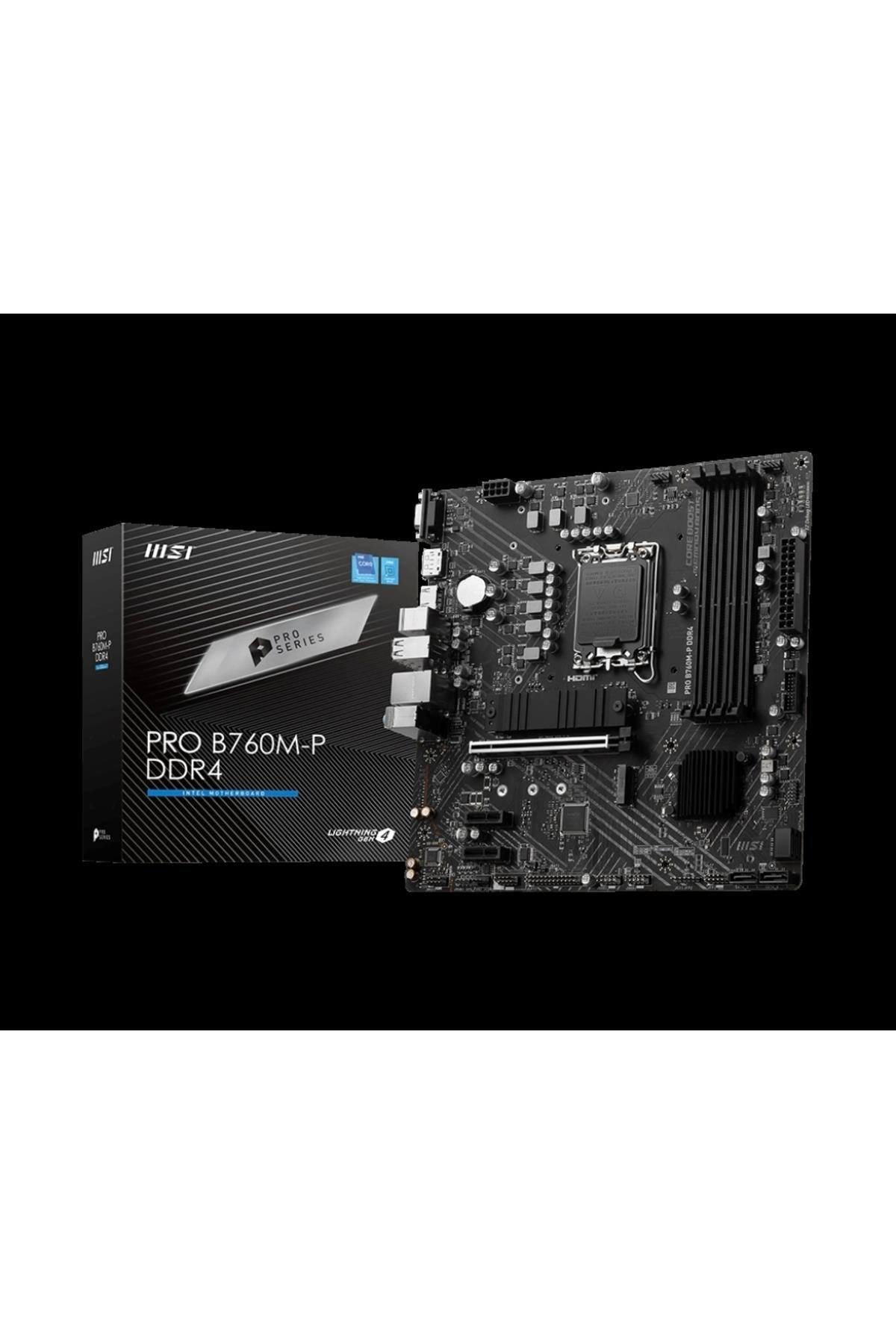 PRO B760M-P DDR4 4800MHz(OC) DDR4 Soket 1700 M.2 HDMI DP VGA mATX Anakart