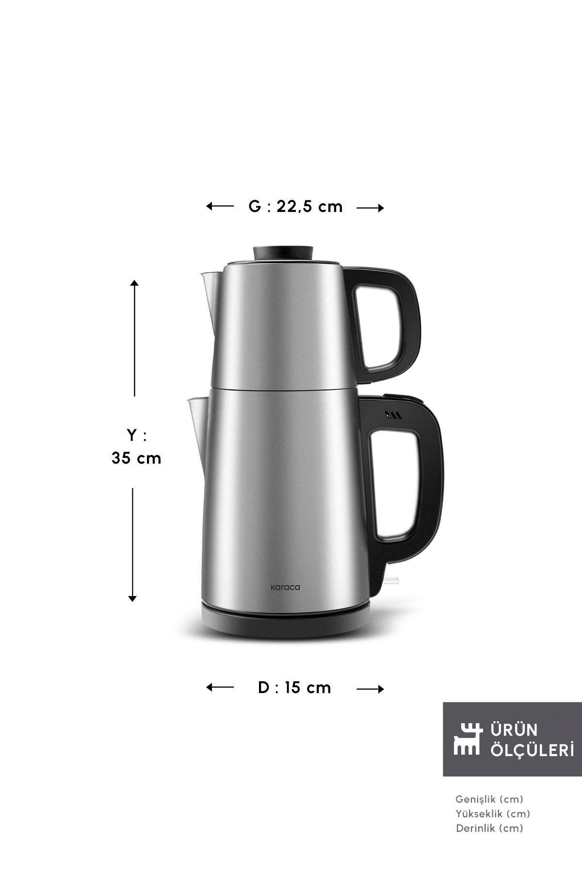 Tea Break 2 In 1 Çelik Su Isıtıcı Çay Makinesi Inox Siyah