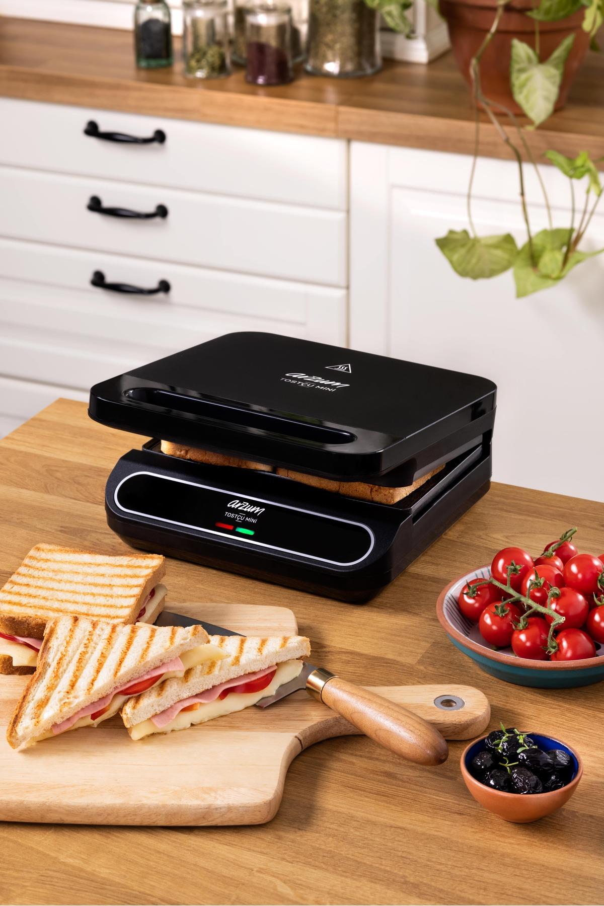 Tostçu Mini Tost Makinesi 2 Dilim Kapasiteli 750W Siyah - AR2052-S