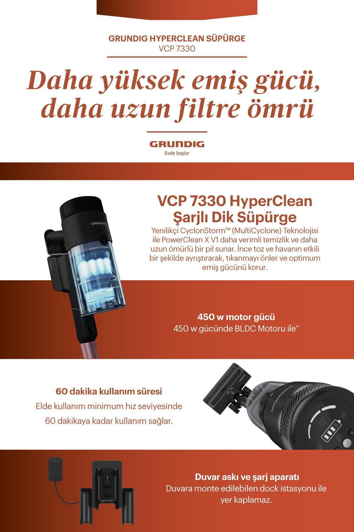 Vcp 7330 Hyperclean 450 Watt Bldc Motor Şarjlı Dik Süpürge