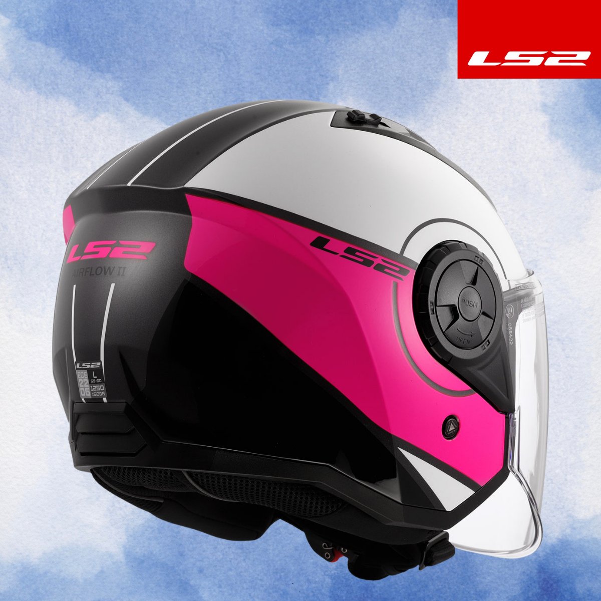 LS2 AIRFLOW 2 COVER BEYAZ-PEMBE KASK
