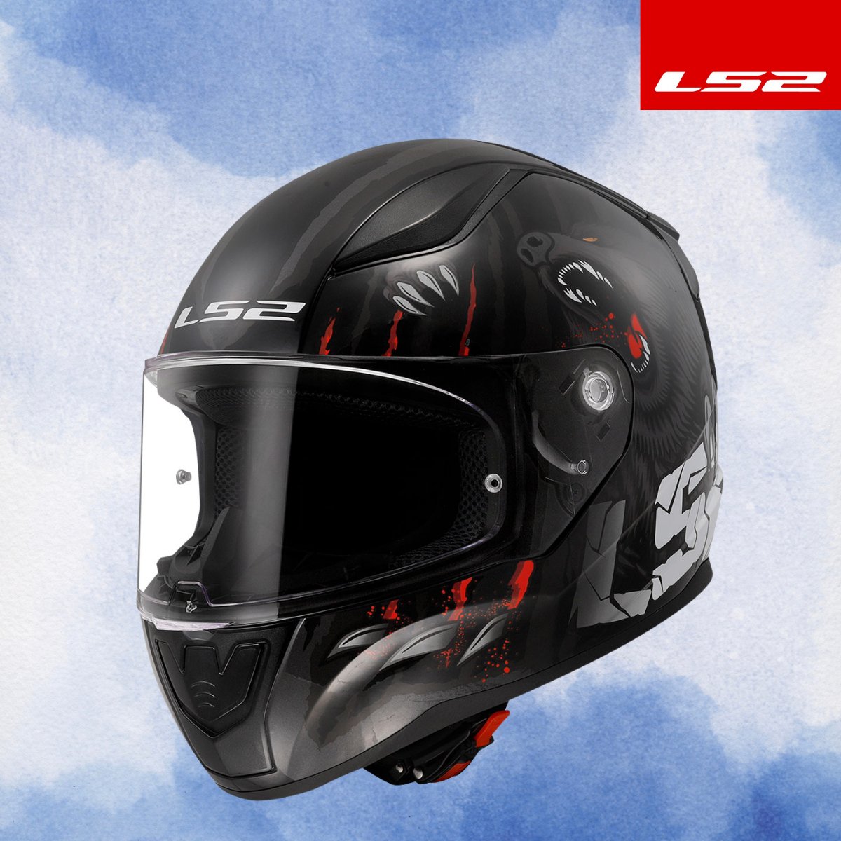 LS2 RAPID 2 CLAWN MAT SİYAH-KIRMIZI KASK