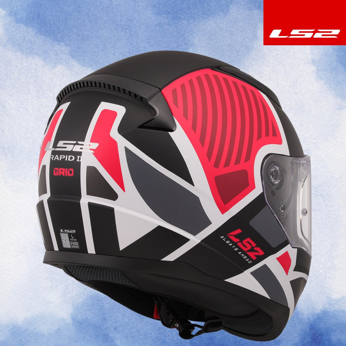 LS2 RAPID 2 GRID MAT BEYAZ-KIRMIZI KASK