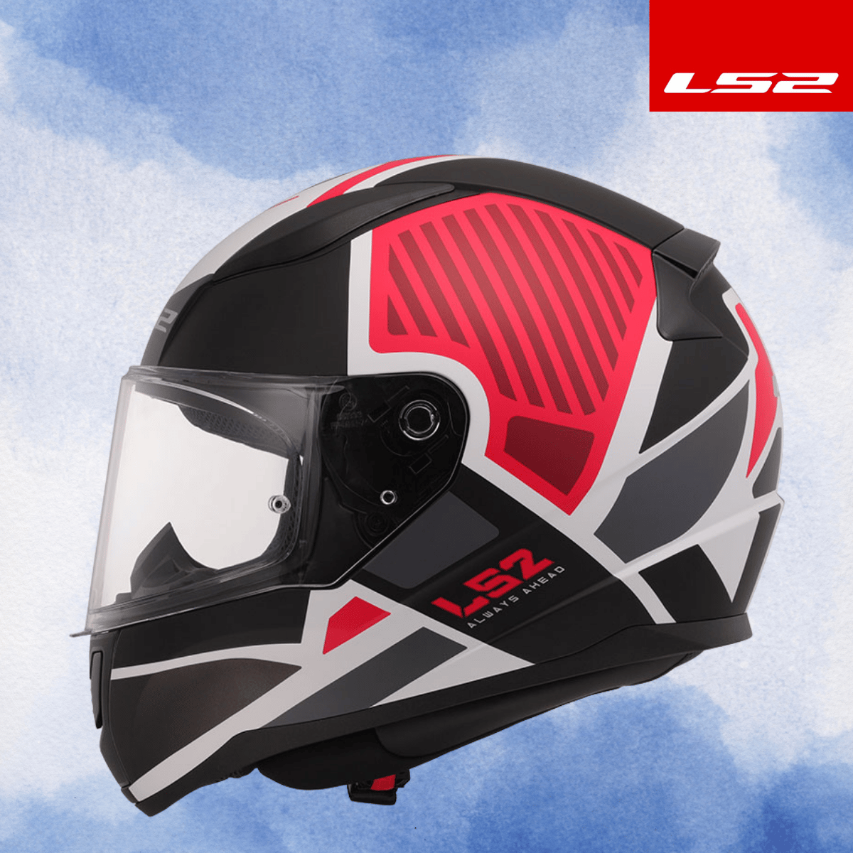 LS2 RAPID 2 GRID MAT BEYAZ-KIRMIZI KASK