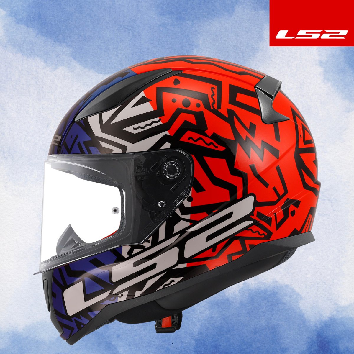 LS2 RAPID 2 MEMPHIS KIRMIZI-MAVİ KASK
