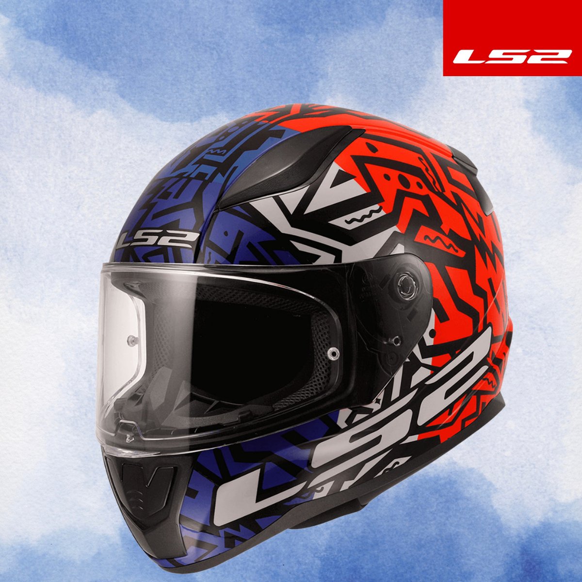 LS2 RAPID 2 MEMPHIS KIRMIZI-MAVİ KASK