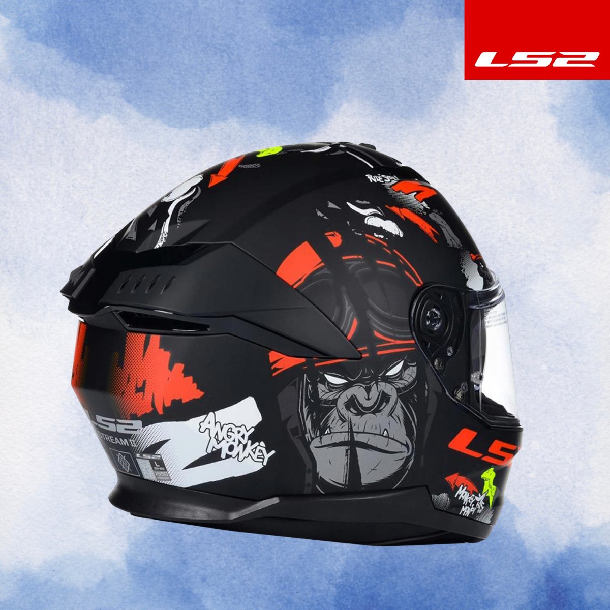 LS2 STREAM 2 ANGRY MONKEY MAT SİYAH KASK