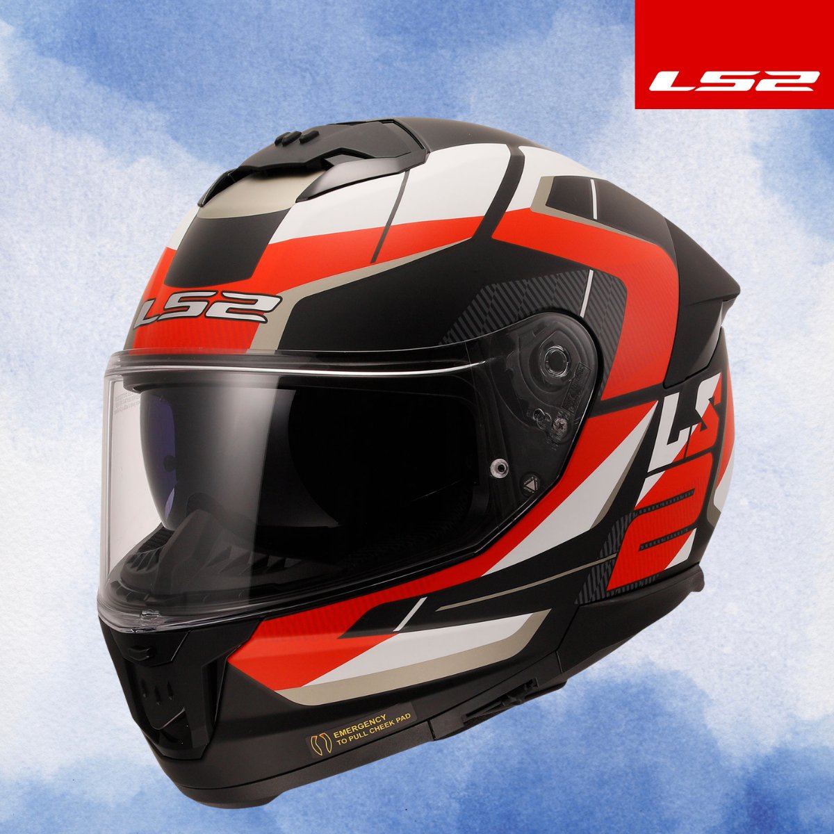 LS2 STREAM 2 ROAD MAT SİYAH-KIRMIZI-BEYAZ-GRİ KASK