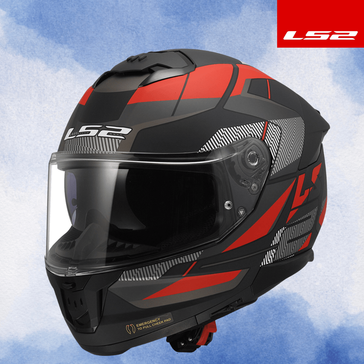 LS2 STREAM 2 ROAD MAT SİYAH-TITANIUM-KIRMIZI KASK