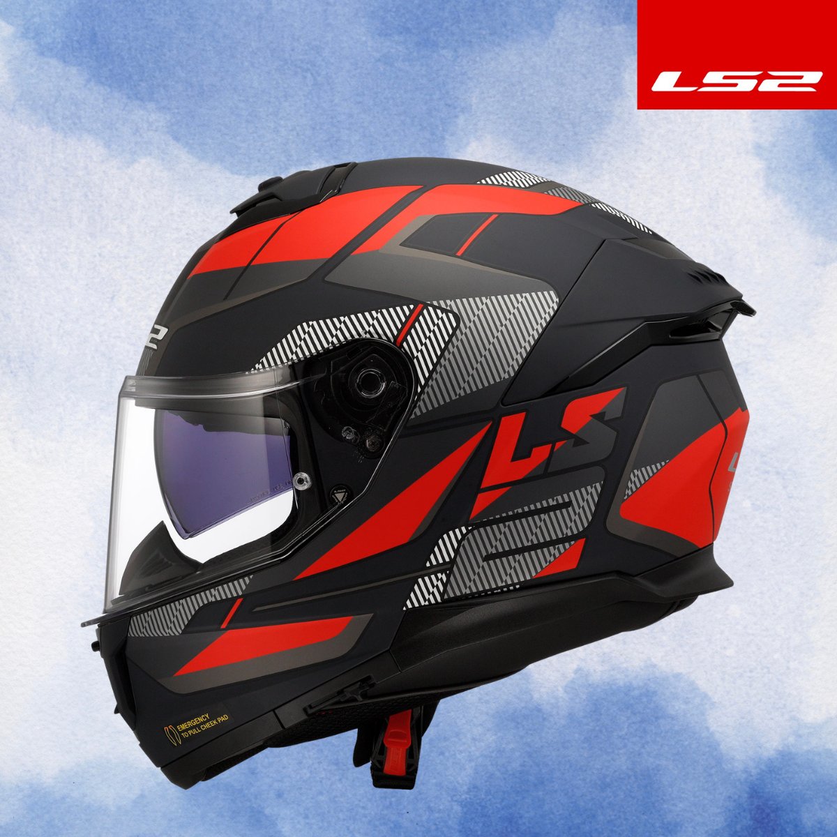 LS2 STREAM 2 ROAD MAT SİYAH-TITANIUM-KIRMIZI KASK
