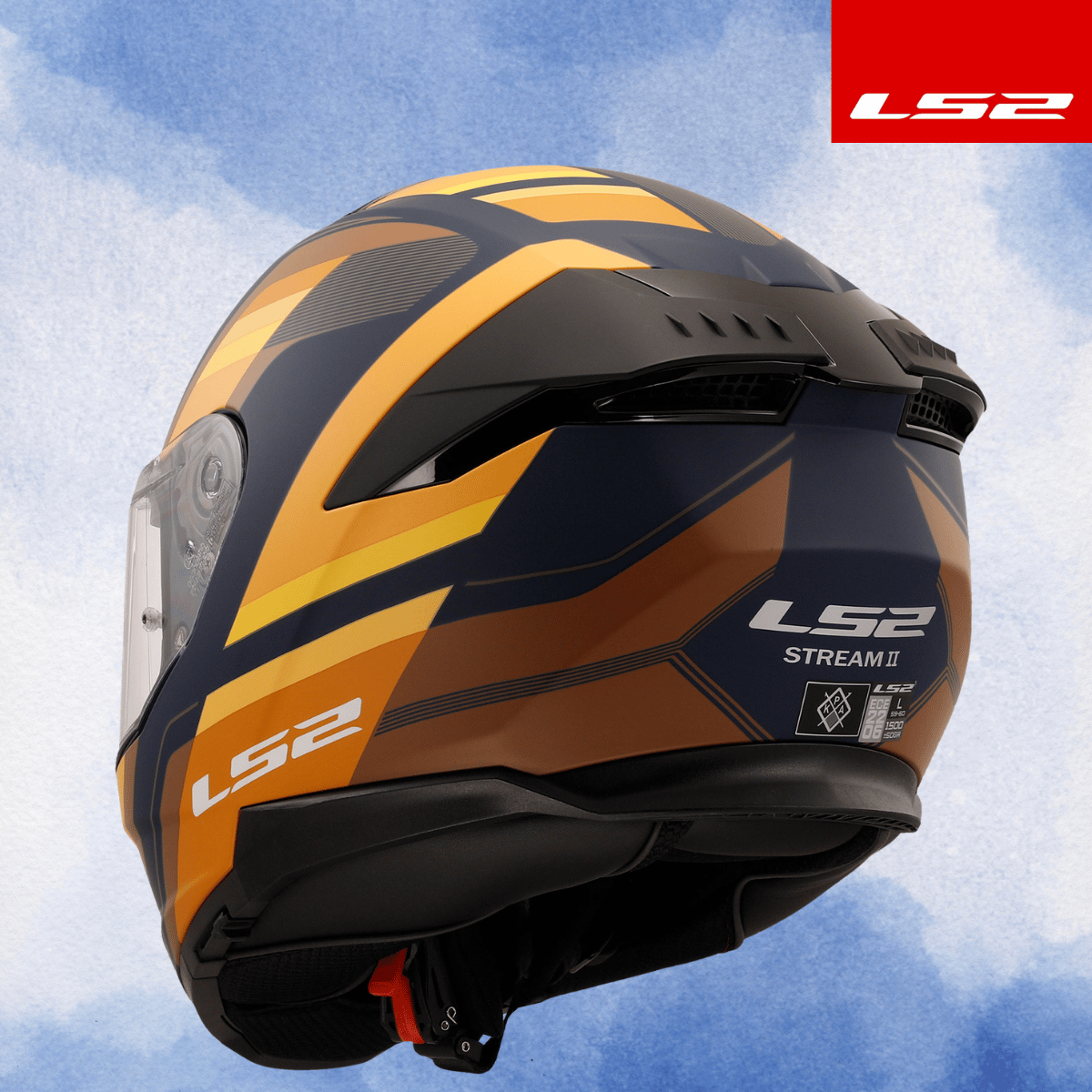 LS2 STREAM 2 VINTAGE MAT NAVY MAVİ-TURUNCU-KAHVERENGİ KASK
