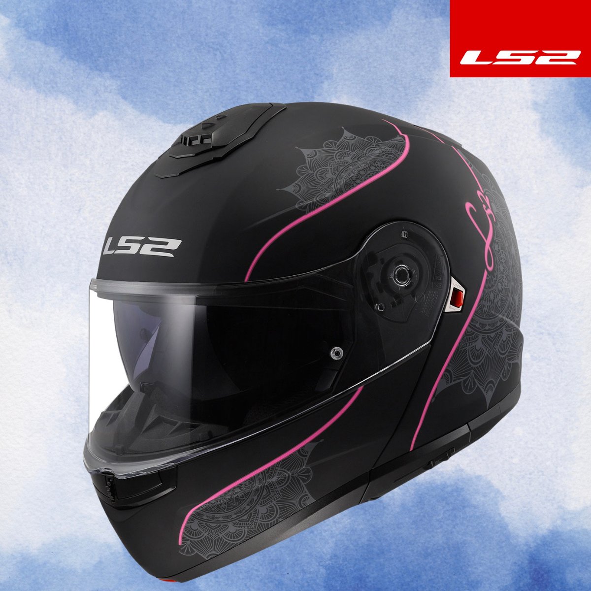 LS2 STROBE 2 LUX M.SİYAH-PEMBE KASK