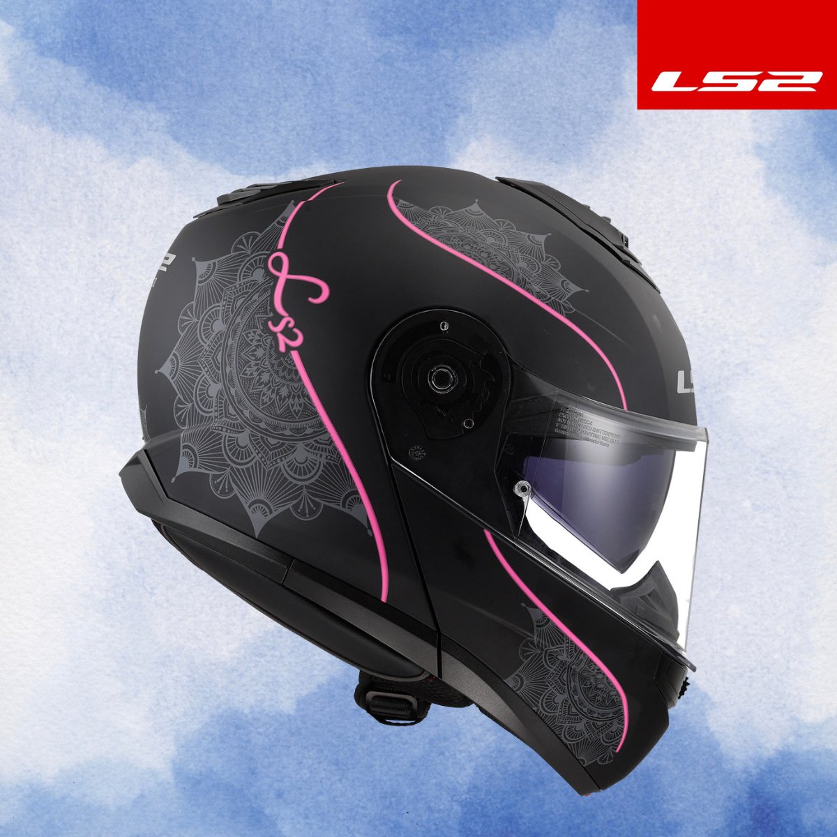 LS2 STROBE 2 LUX M.SİYAH-PEMBE KASK